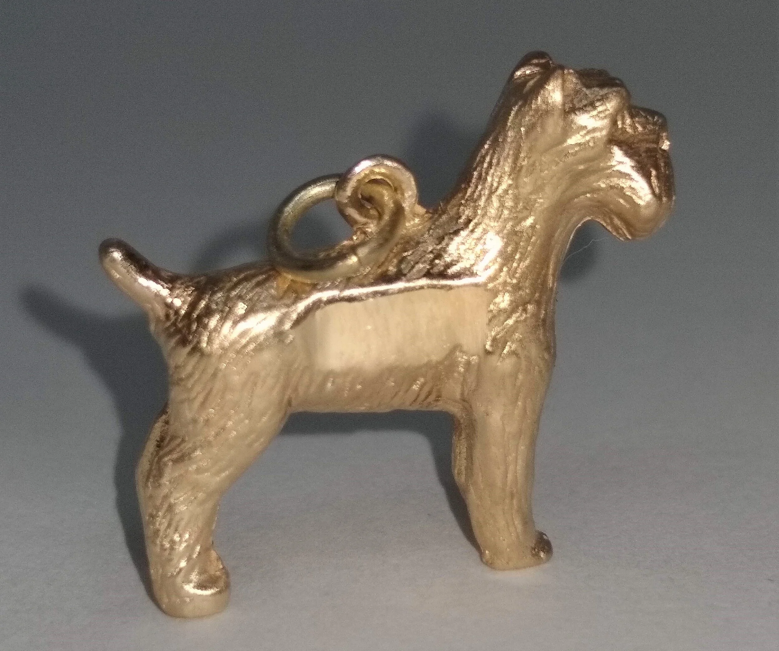 Airedale, Wire Hair, Fox Terrier, Vintage, 14 K, Solid Yellow Gold Charm.