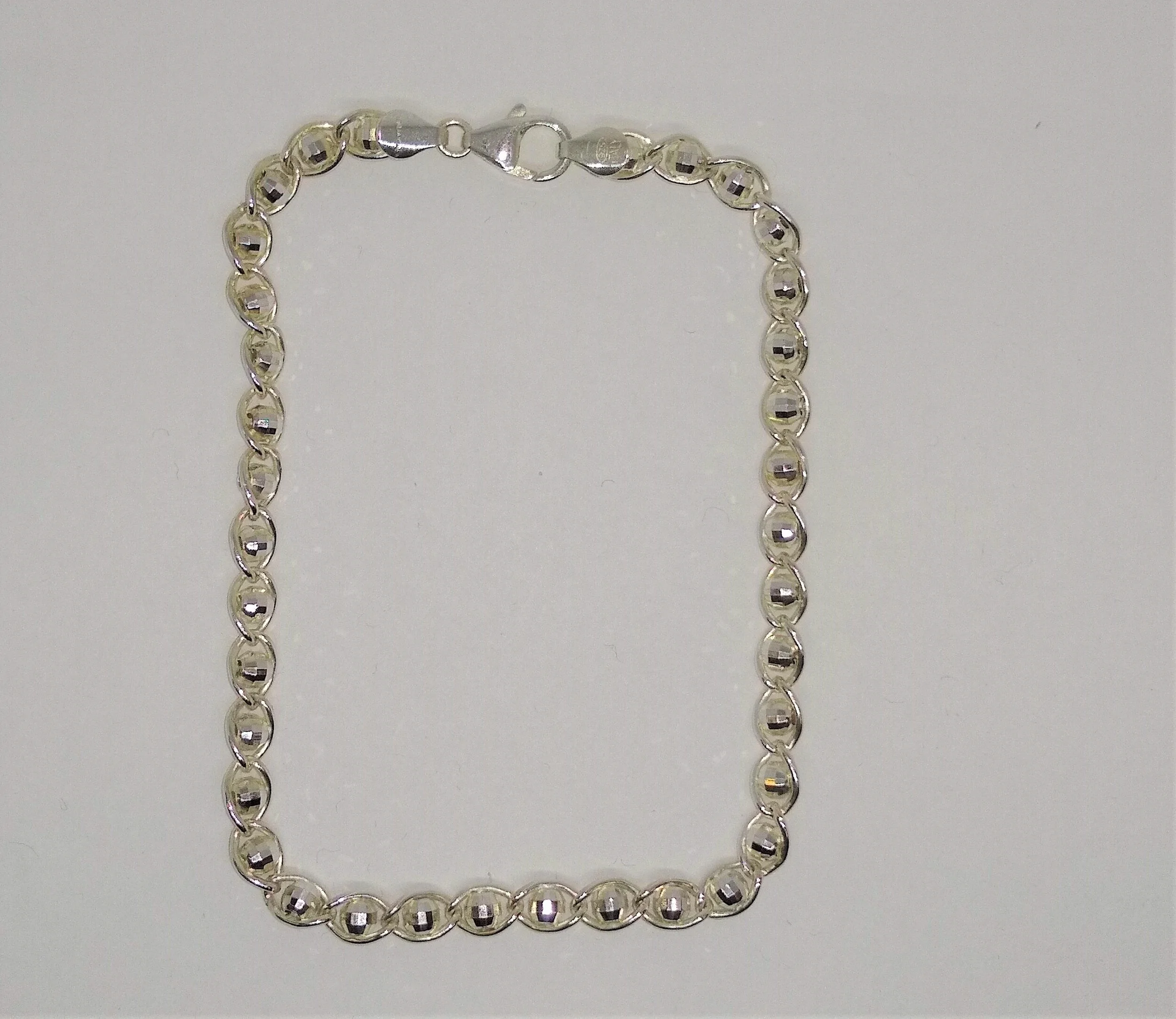 Italy Crea, Vintage, Disco Ball Design Chain Anklet, 925 Sterling Silver (10")