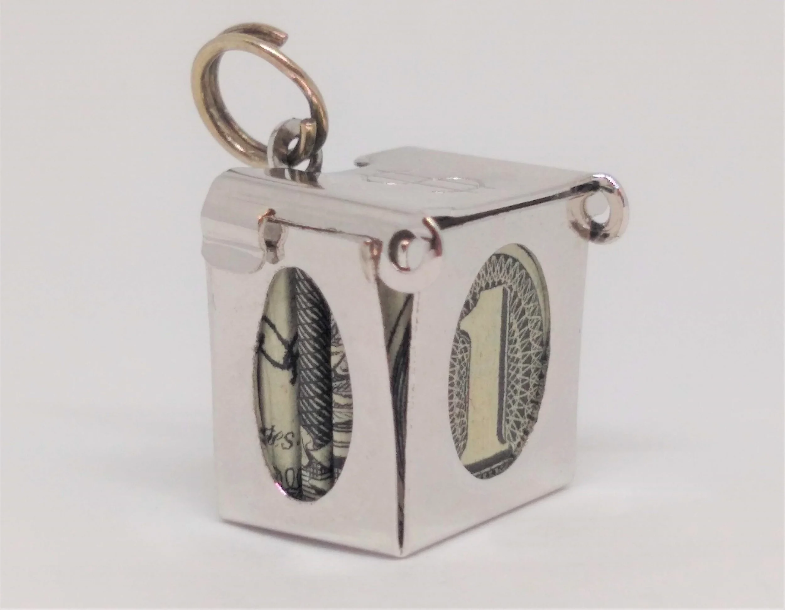 R.L. Griffin Sterling Silver Charm with Silver Certificate Dollar Bill.