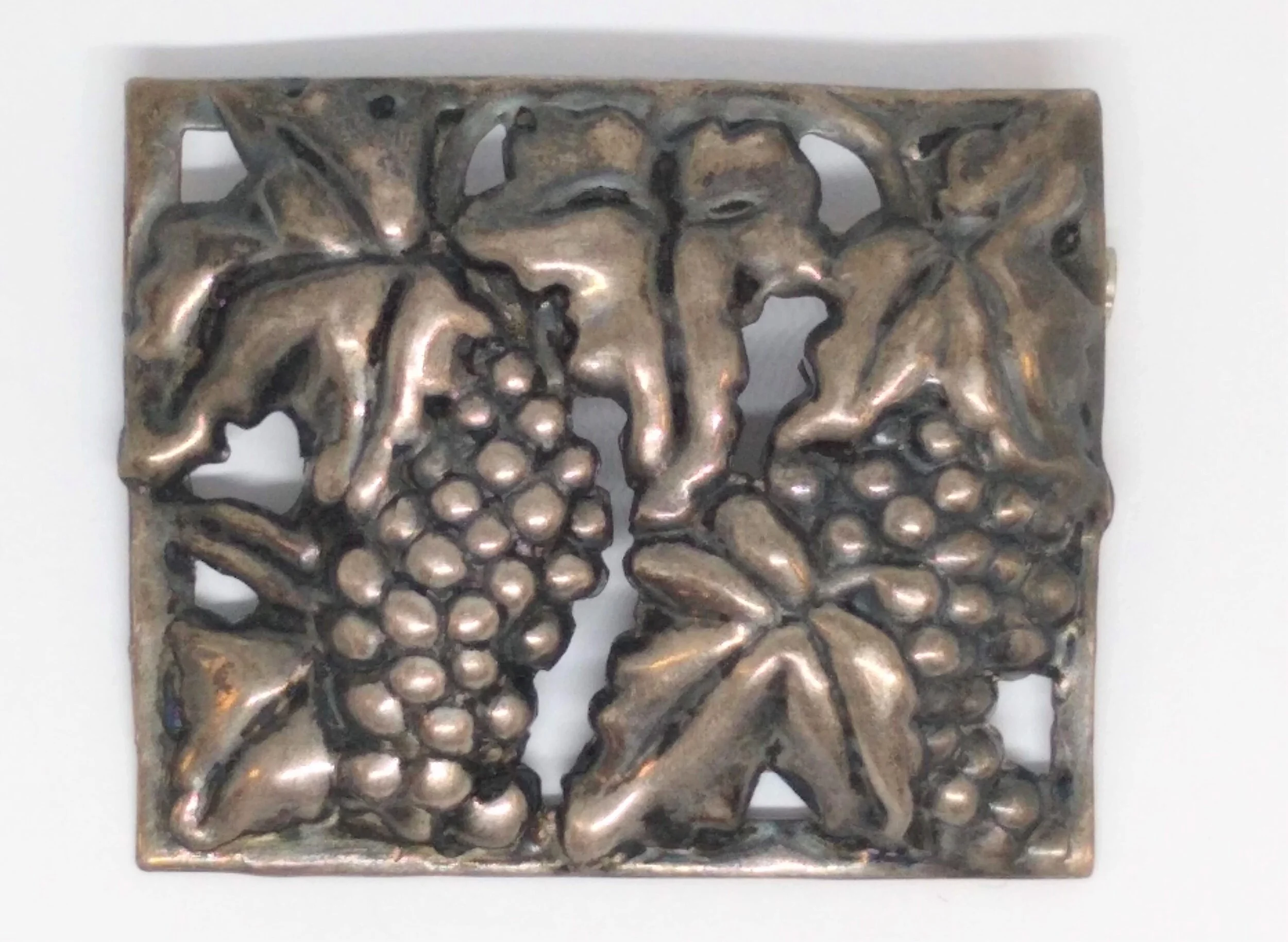 Grape Vines Pin, Sterling Silver, Vintage.