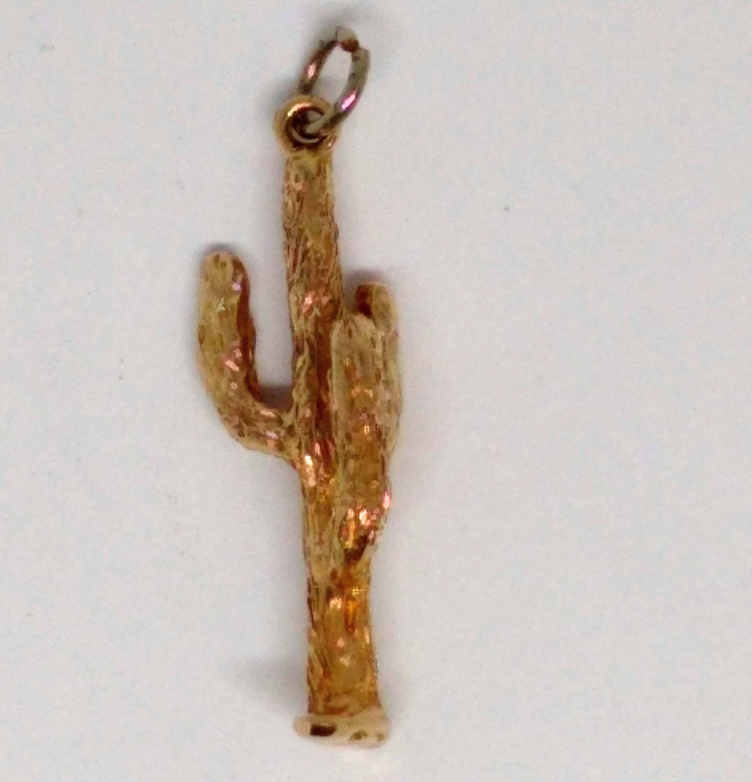 14K, Yellow Gold, Vintage, Cactus Charm.