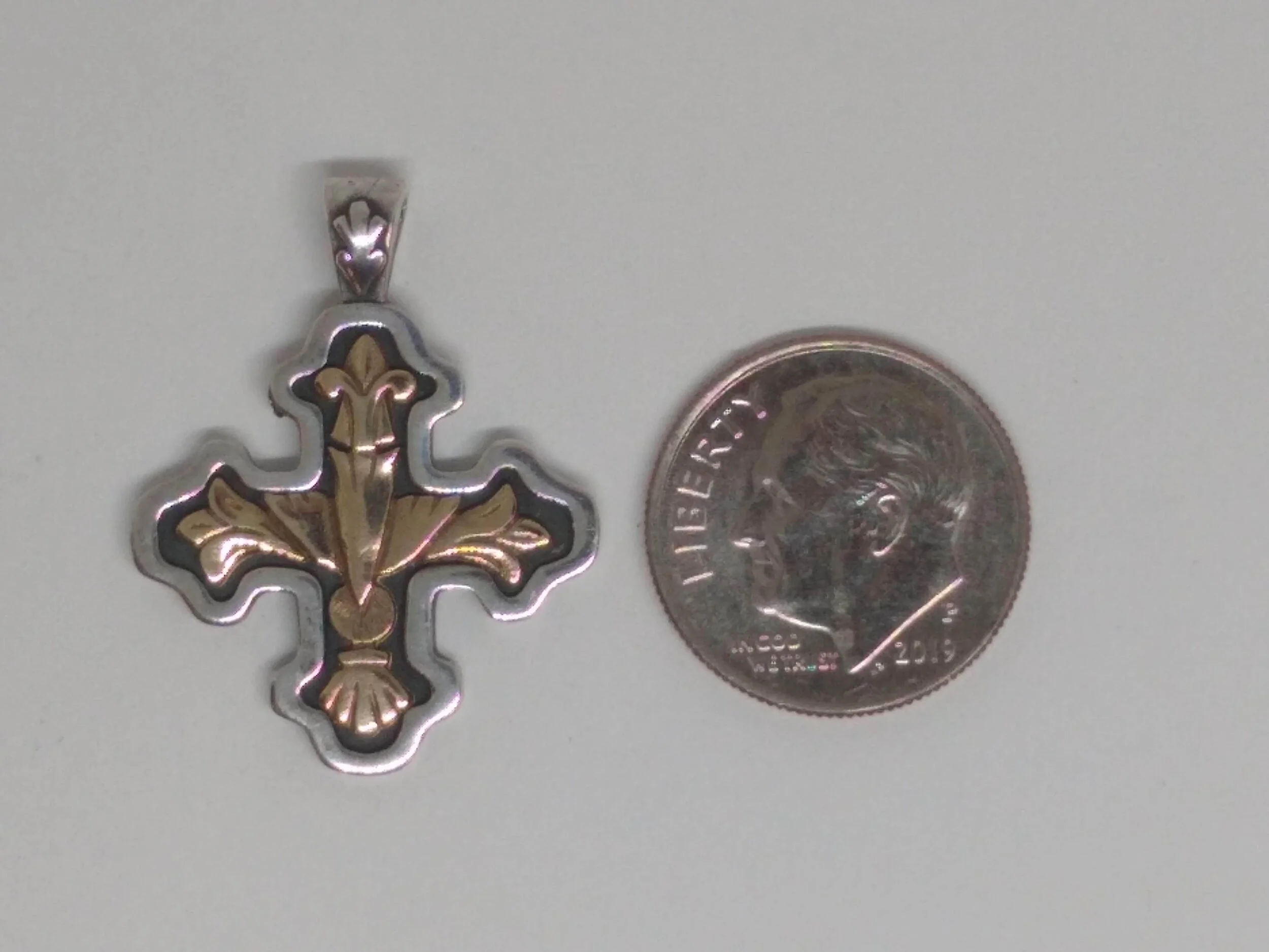Gold, Easter Tulip Cross Pendant 