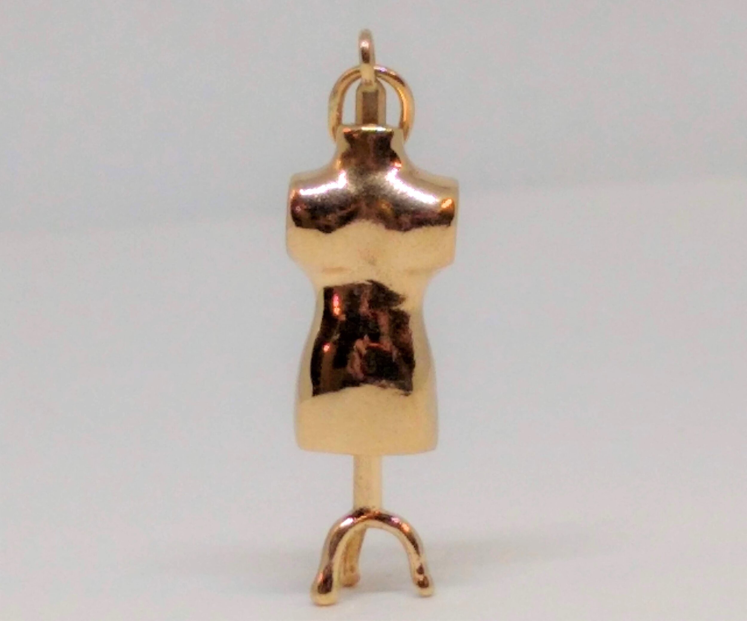 14k, Yellow Gold, Vintage, 3-D, Dressmaker Form, Charm signed A.C. http://kenyonjewelers.com 14k, Yellow Gold, Vintage, 3-D, Dressmaker Form, Charm signed A.C. http://kenyonjewelers.com