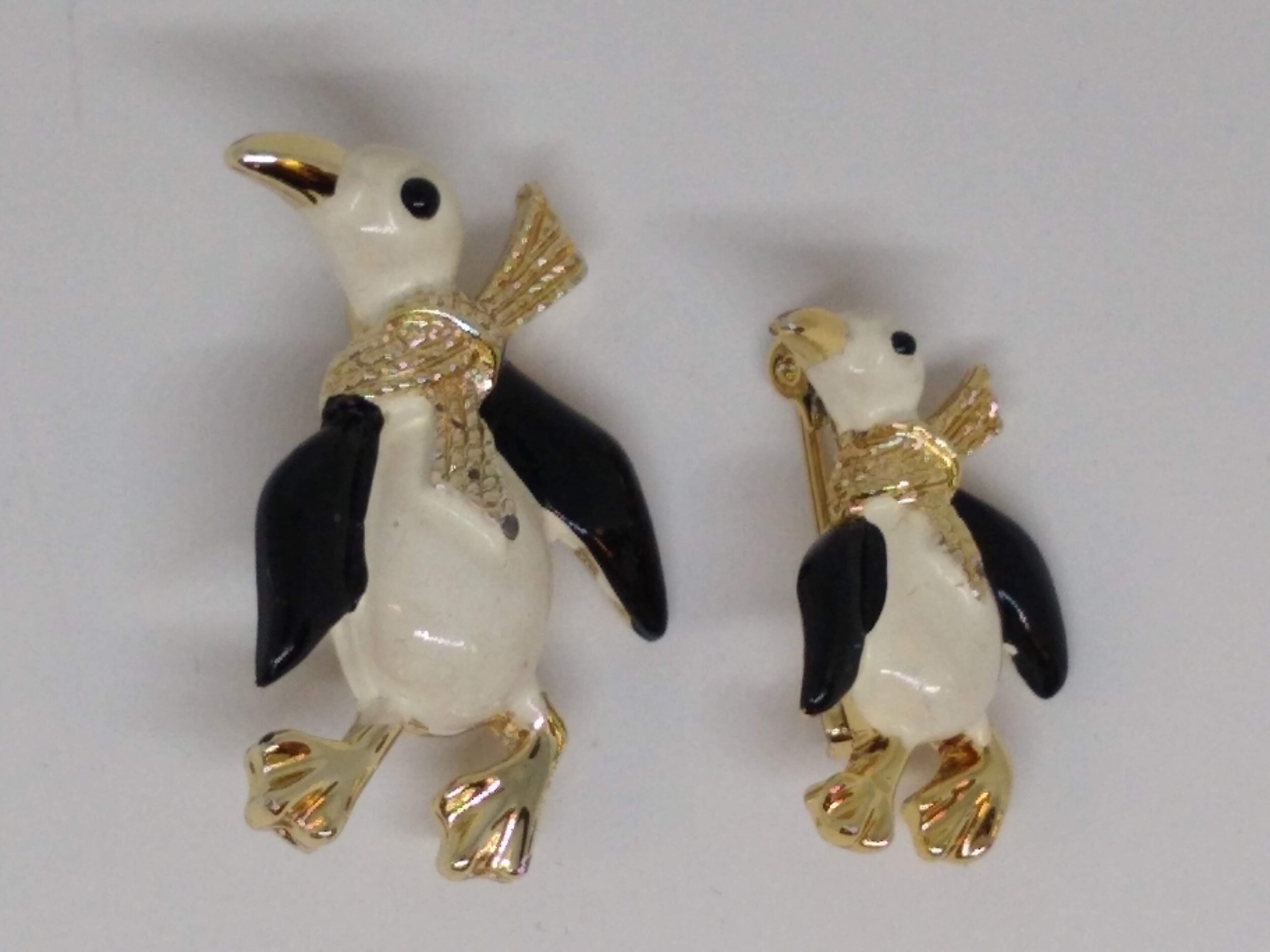 Gerry, Vintage, Gold Tone &amp; Paint, Costume,Scattered, Penguin Father &amp; Son Pins.