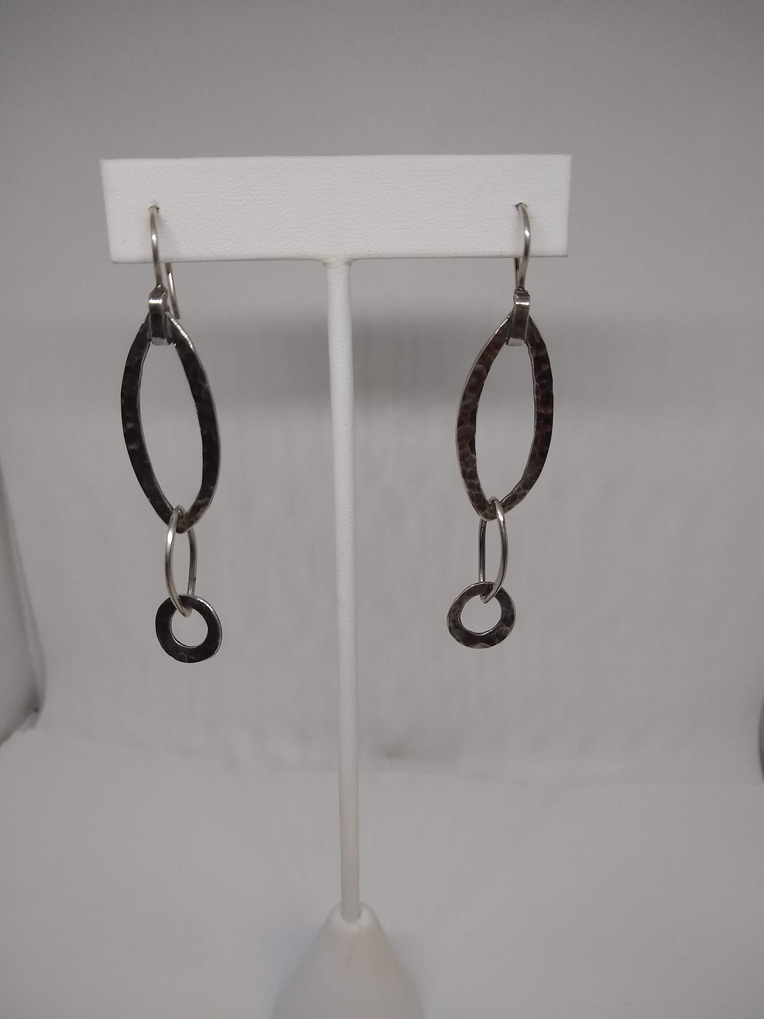 Silpada Sterling Silver Oblong Hammered Long Oval Dangle Earrings W1795