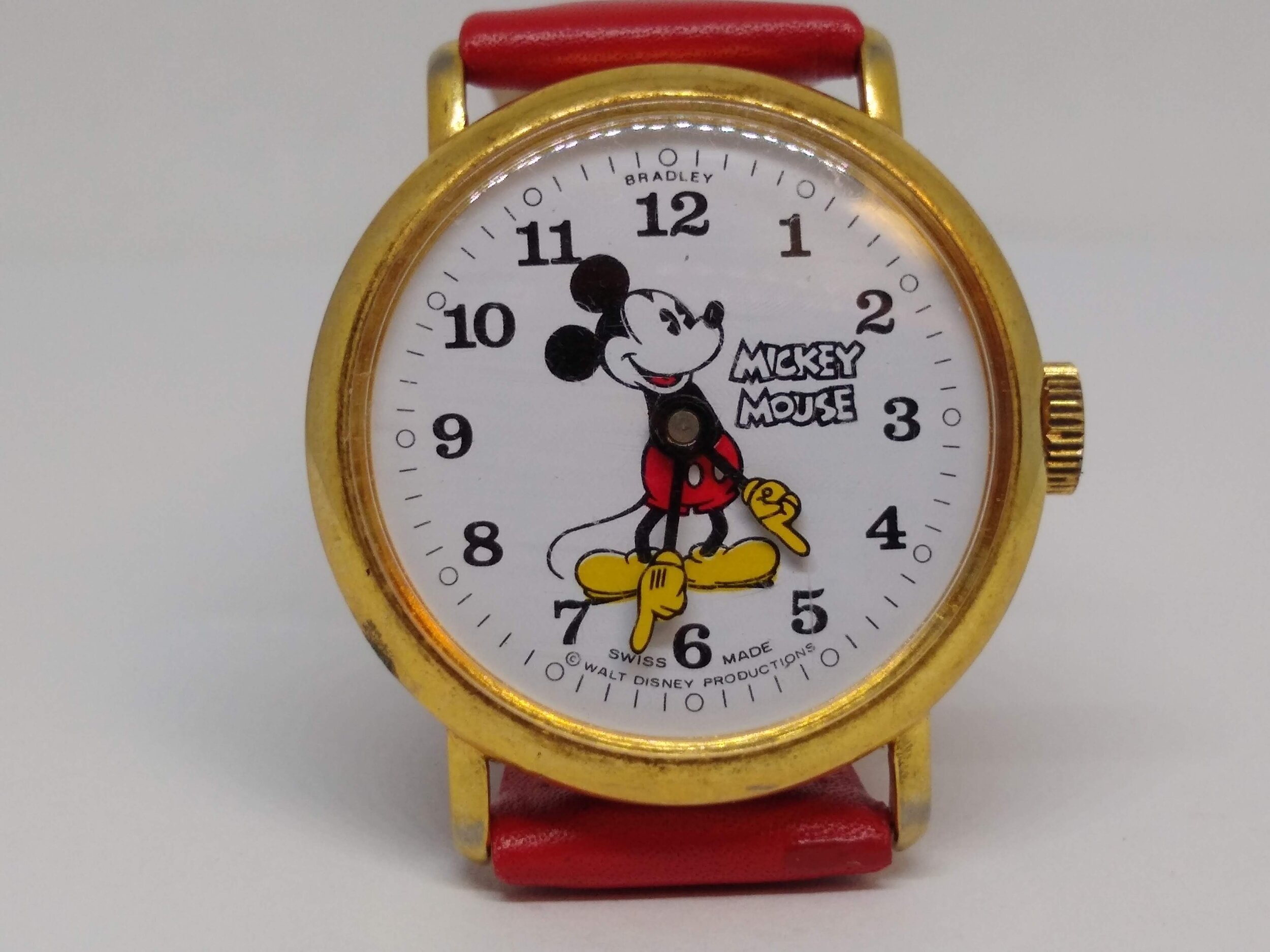 Bradley Brand, Mickey Mouse, Vintage, Mechanical Wind-Up, New Band, Keeping Time