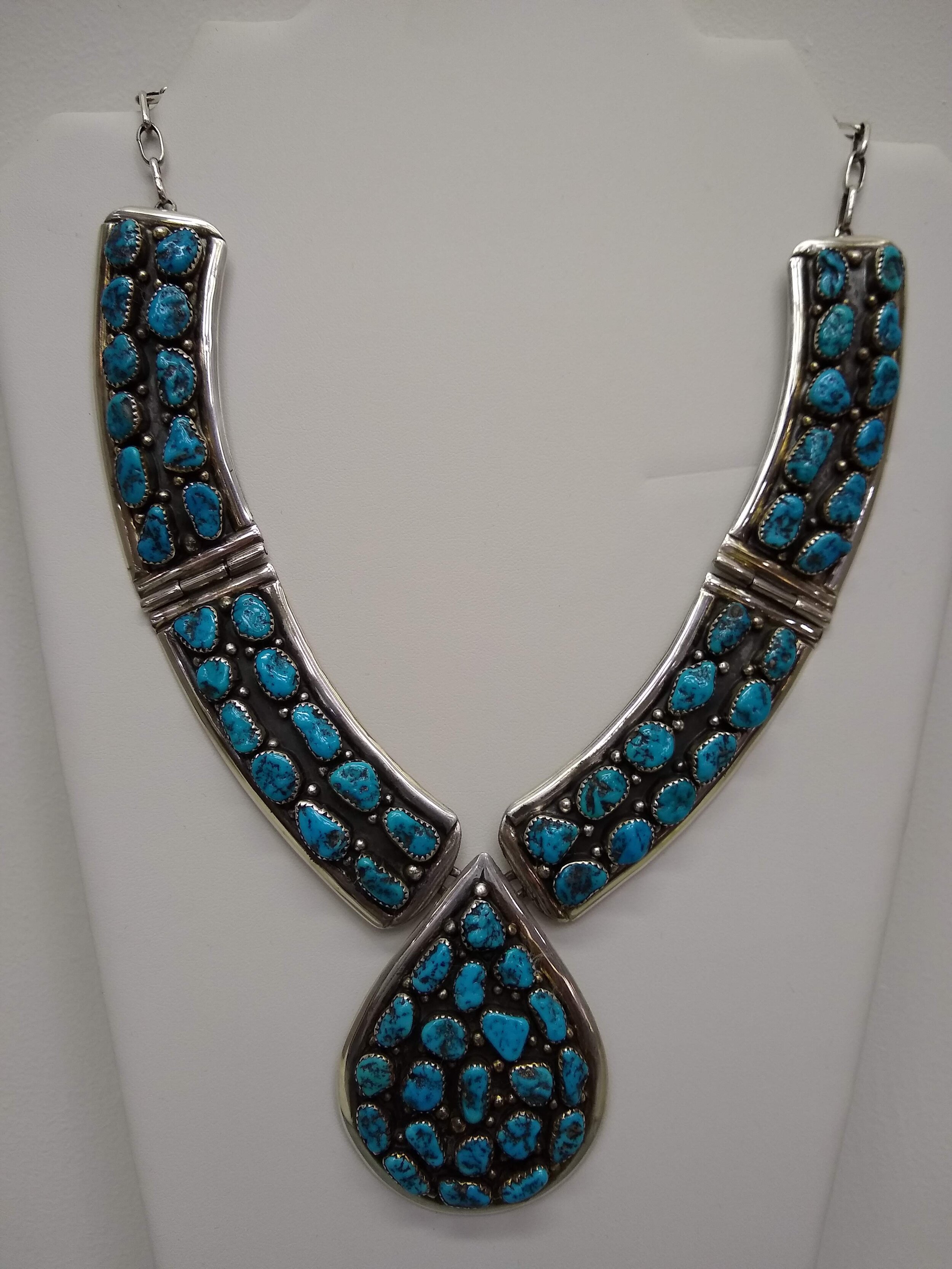 Yazzie, Vintage, Sterling Silver/Sleeping Beauty Turquoise, Statement Neck Piece
