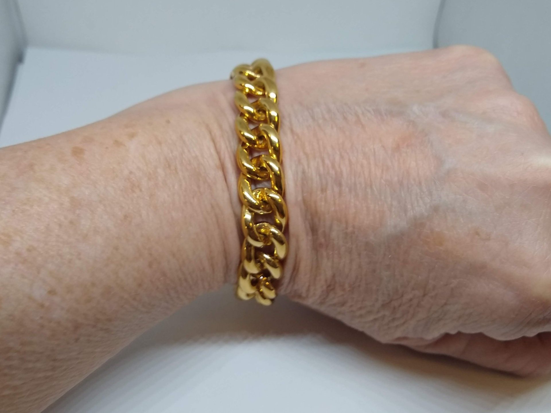 Anisa Sojka - Silver Gold Chunky Watch Band Bracelet
