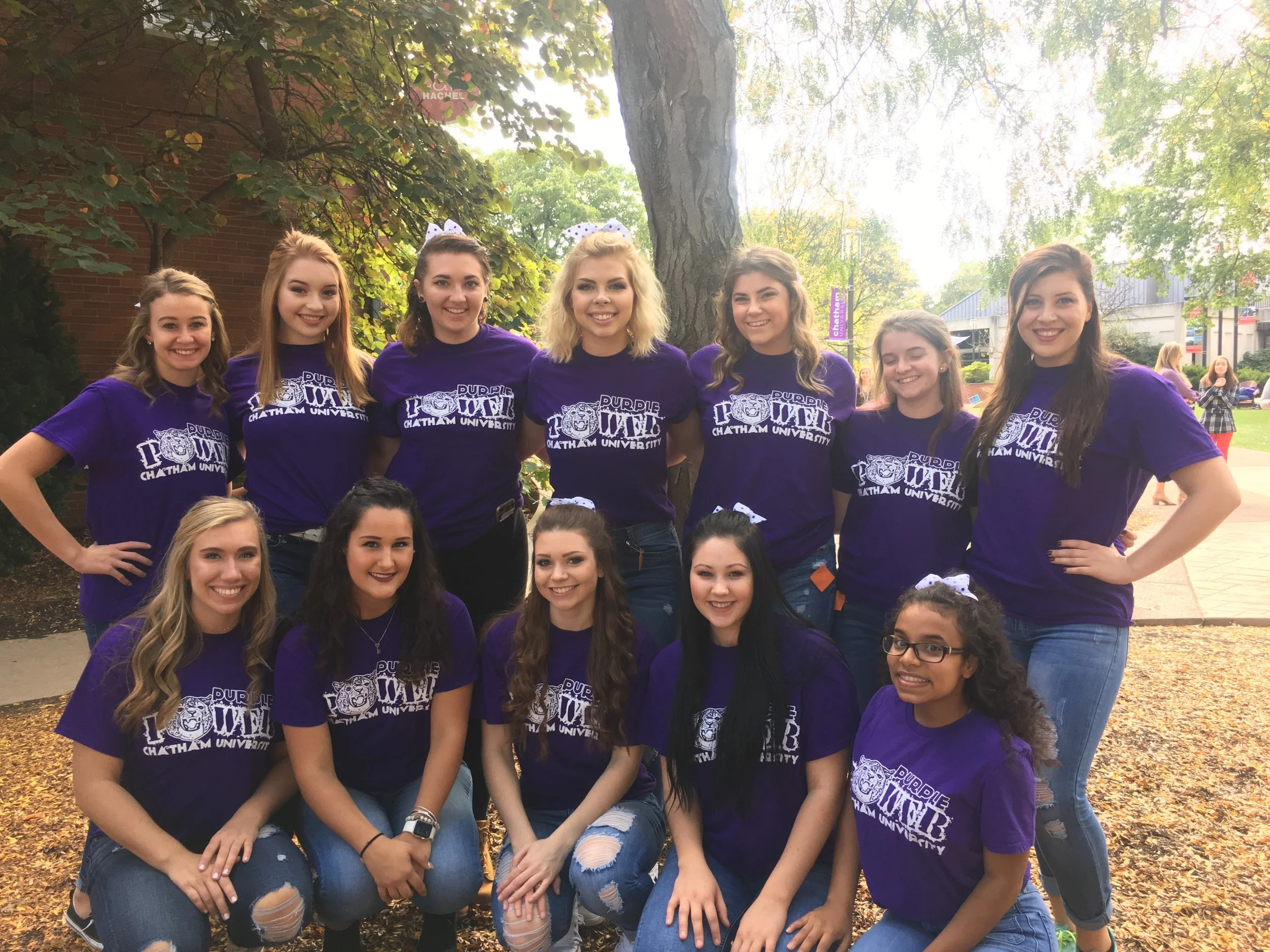 Chatham cheerleading squad; O’Donnell is standing, farthest on the right