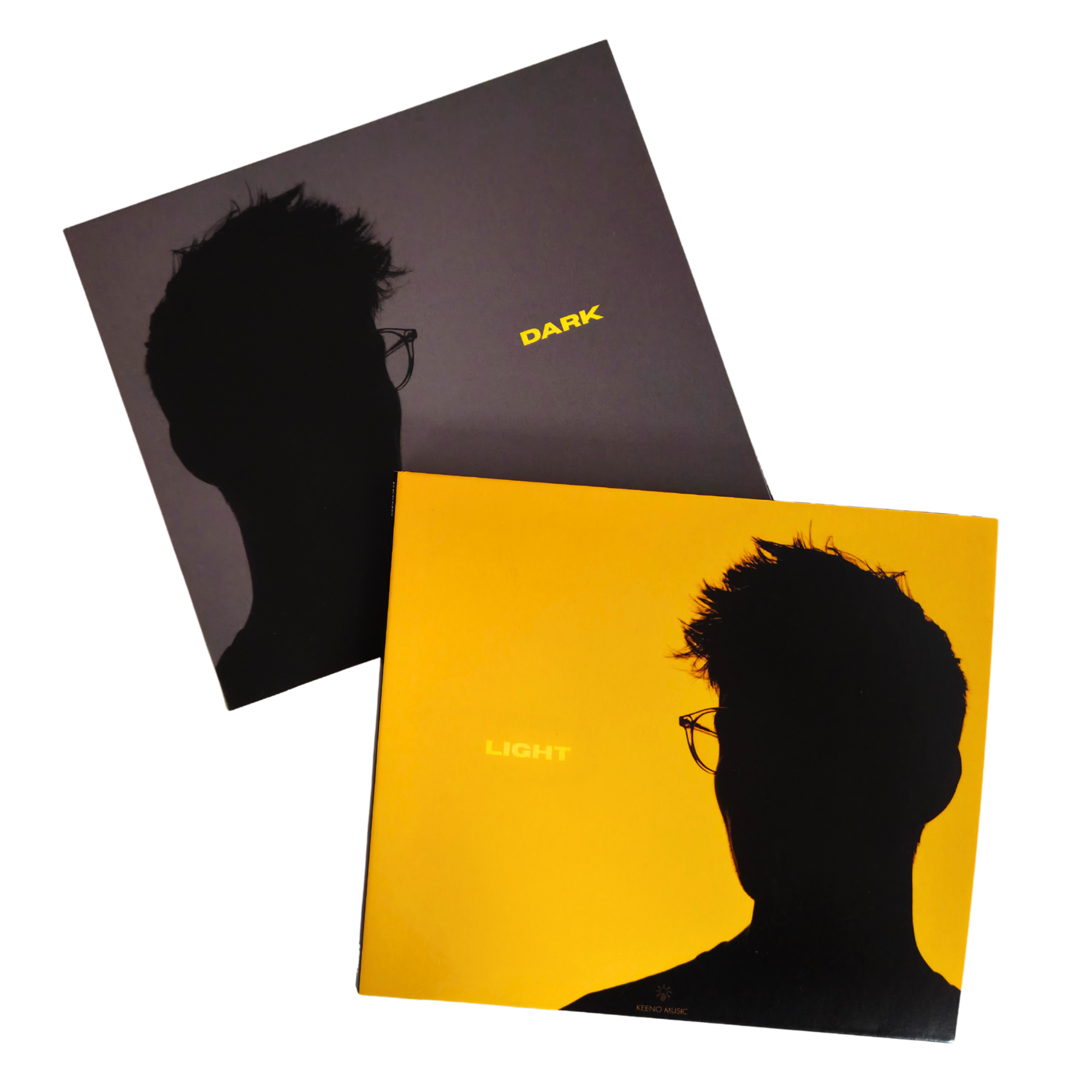 Cover of a magazine or booklet featuring a silhouette of a person wearing glasses against a yellow background with the caption 'LIGHT' and some additional text.