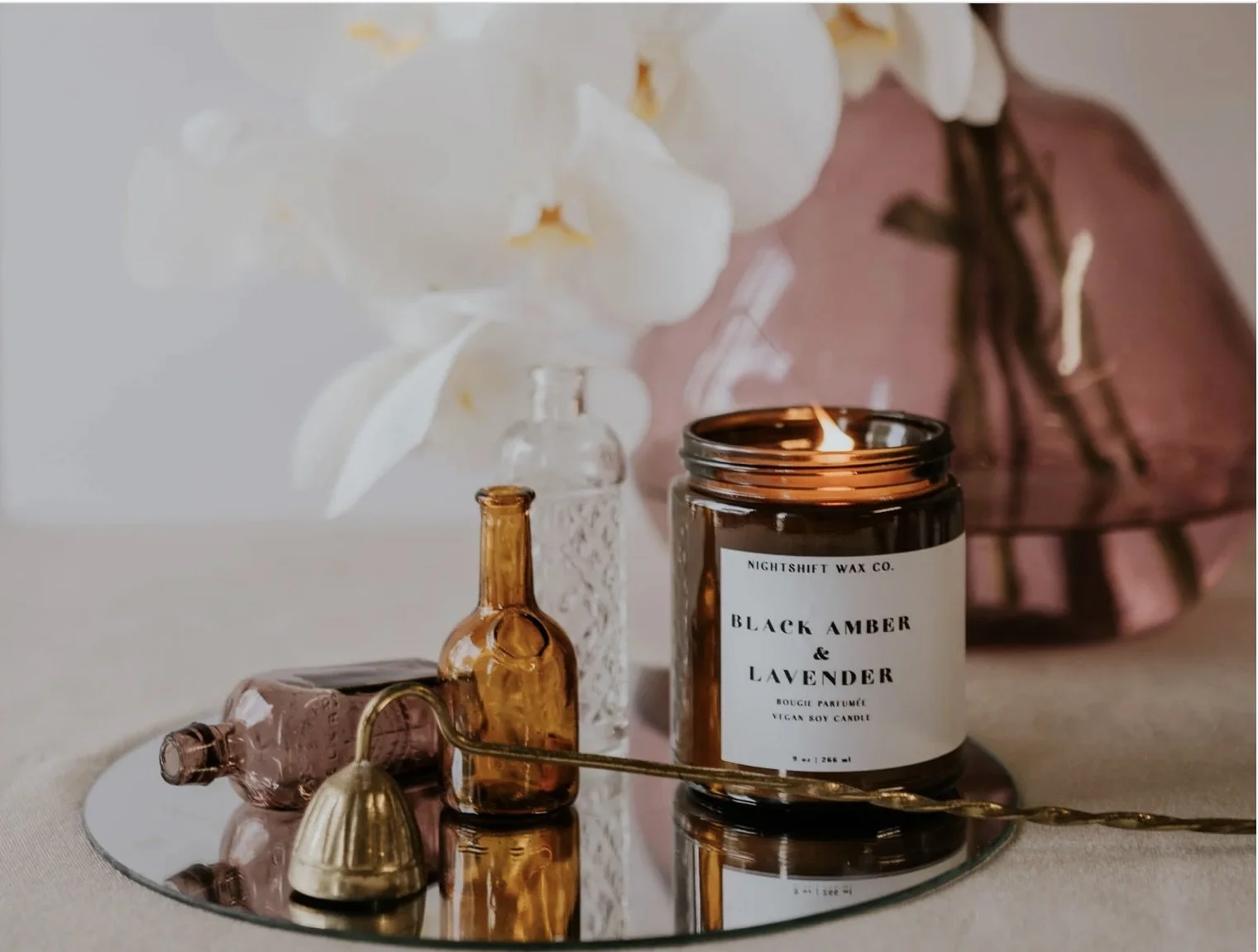 Black Amber + Lavender Soy Candle