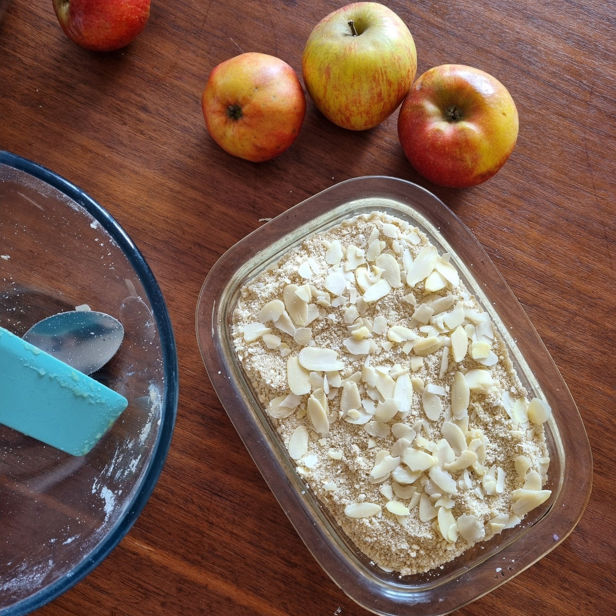 According to our apple grower Cwrtycadno Farmhouse, there's probably only a couple of weeks of Ystwyth Valley apples left this season! So order some Bramleys or Newton Wonders from our shop while you can! 

Here's our team-member Cathie's apple crumb