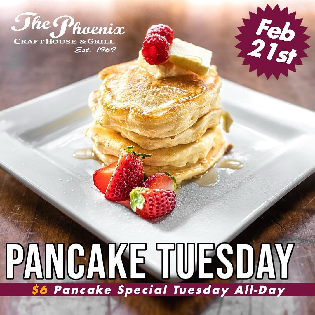 🥞 PANCAKE TUESDAY! Join us this Tuesday February 21st for our $6 Pancake Tuesday Special! 🥞 Tuesday Trivia at 7PM! 🍻