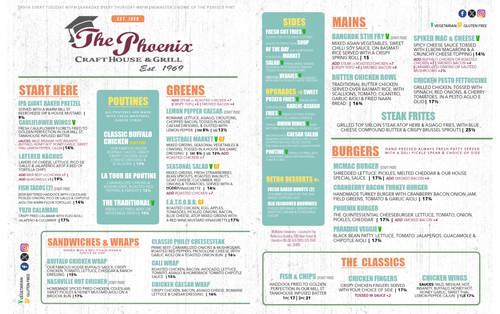 Menus — The Phoenix Crafthouse & Grill