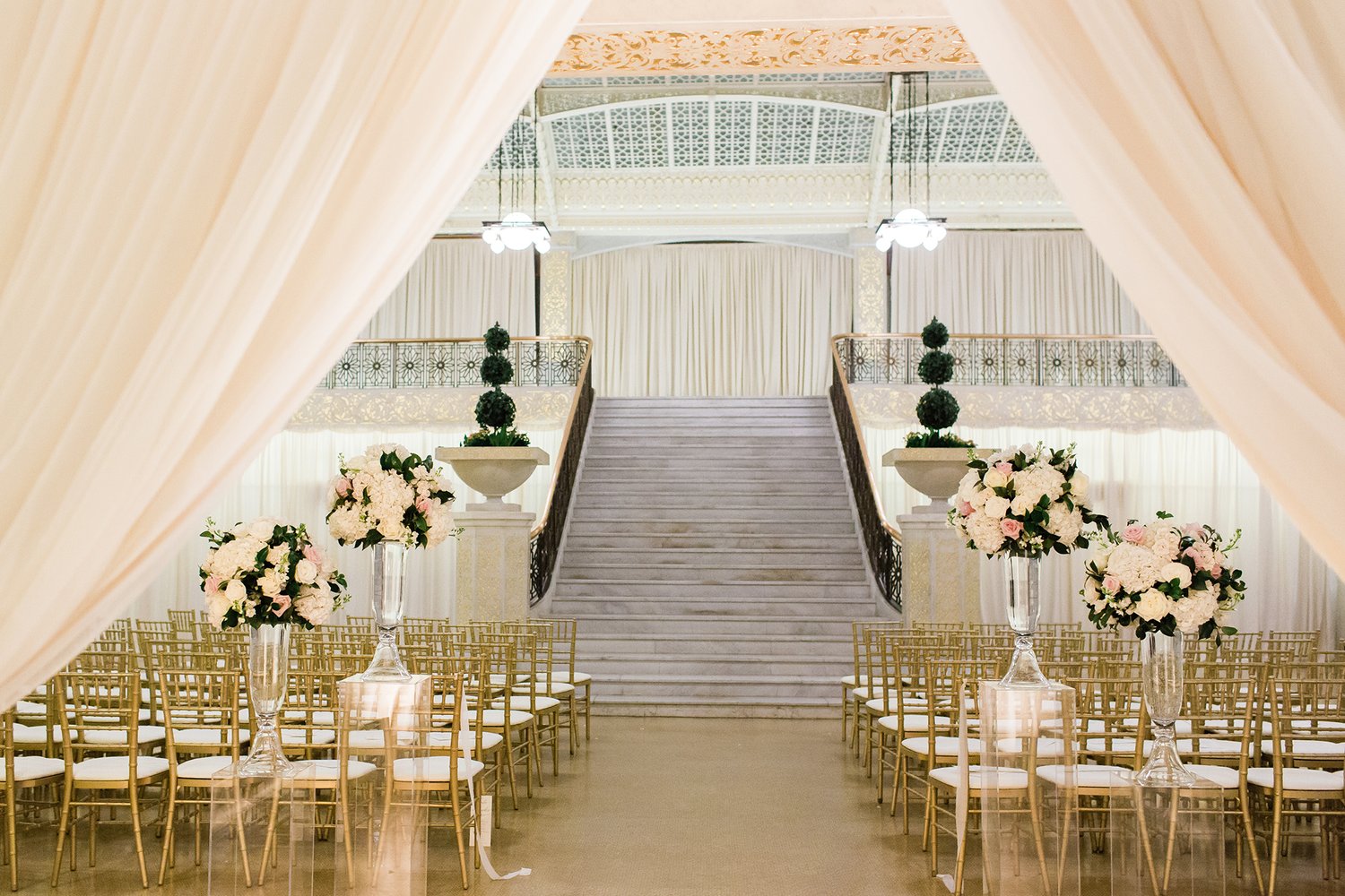 Wedding reception inside The Rookery Light Court in downtown Chicago