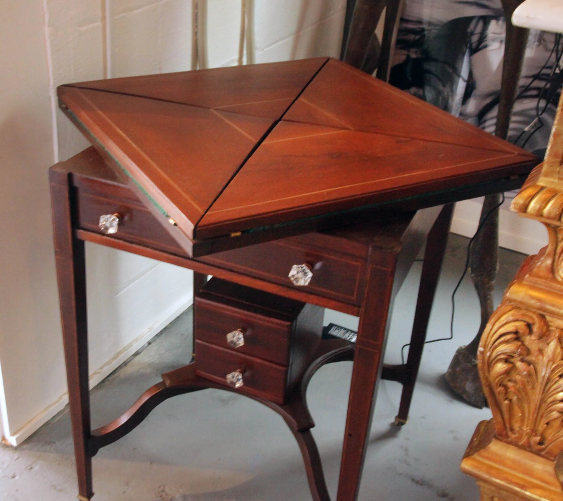 Antique Edwardian Mahogany Envelope Game Table after some loving care
