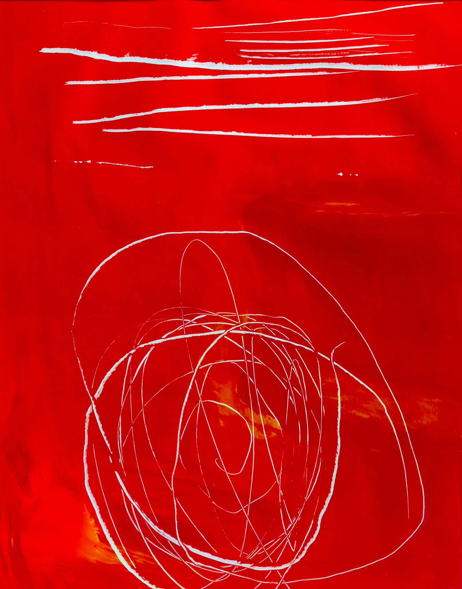For Claren, firetrucks and lipstick Acrylic on acetate 7.5” x 9.5” Jessica Hiemstra, 2019 $365