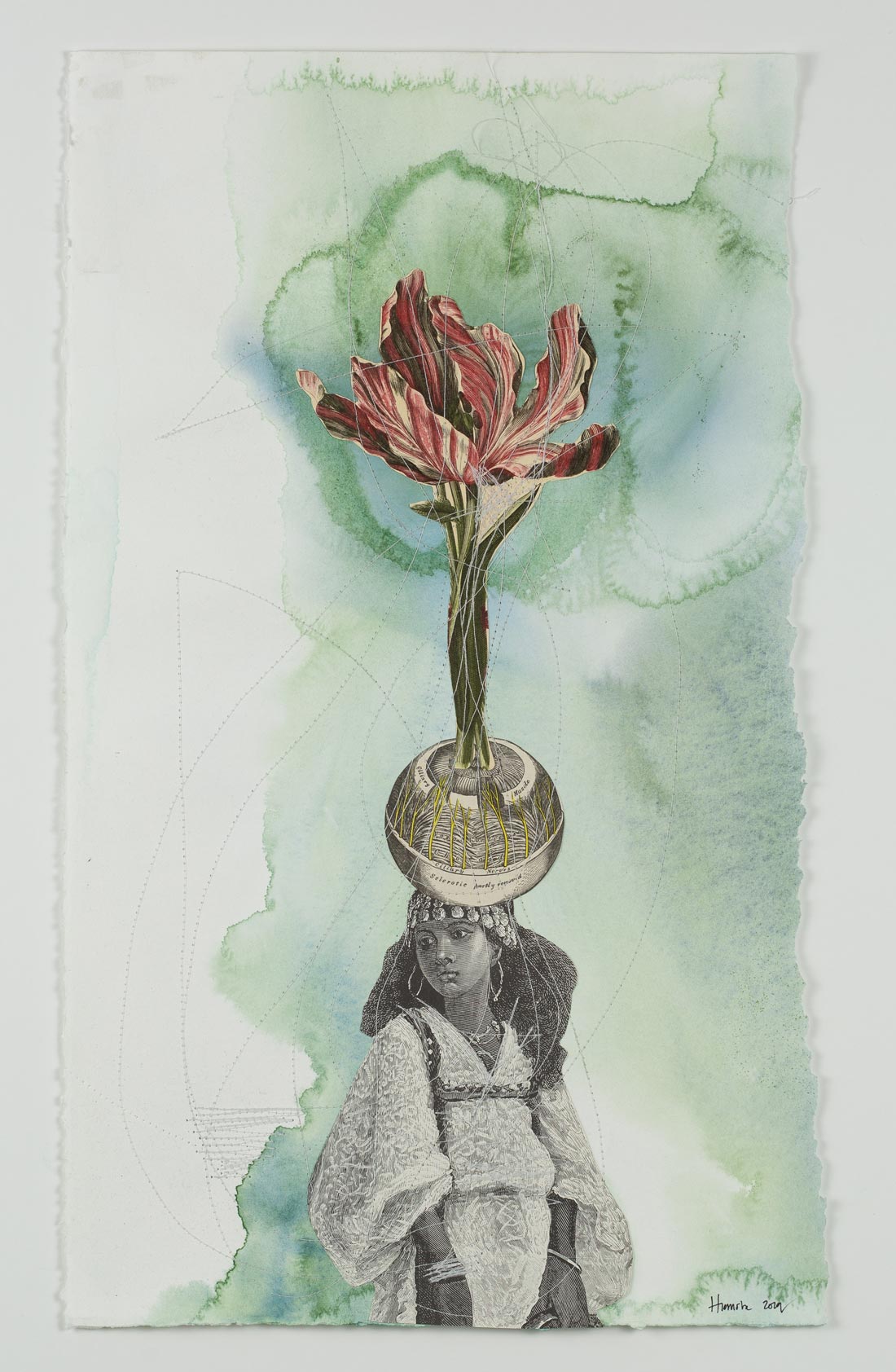 The Promise Mixed Media (watercolour, thread, collage on paper) 10.5” x 18” Jessica Hiemstra, 2019 $600