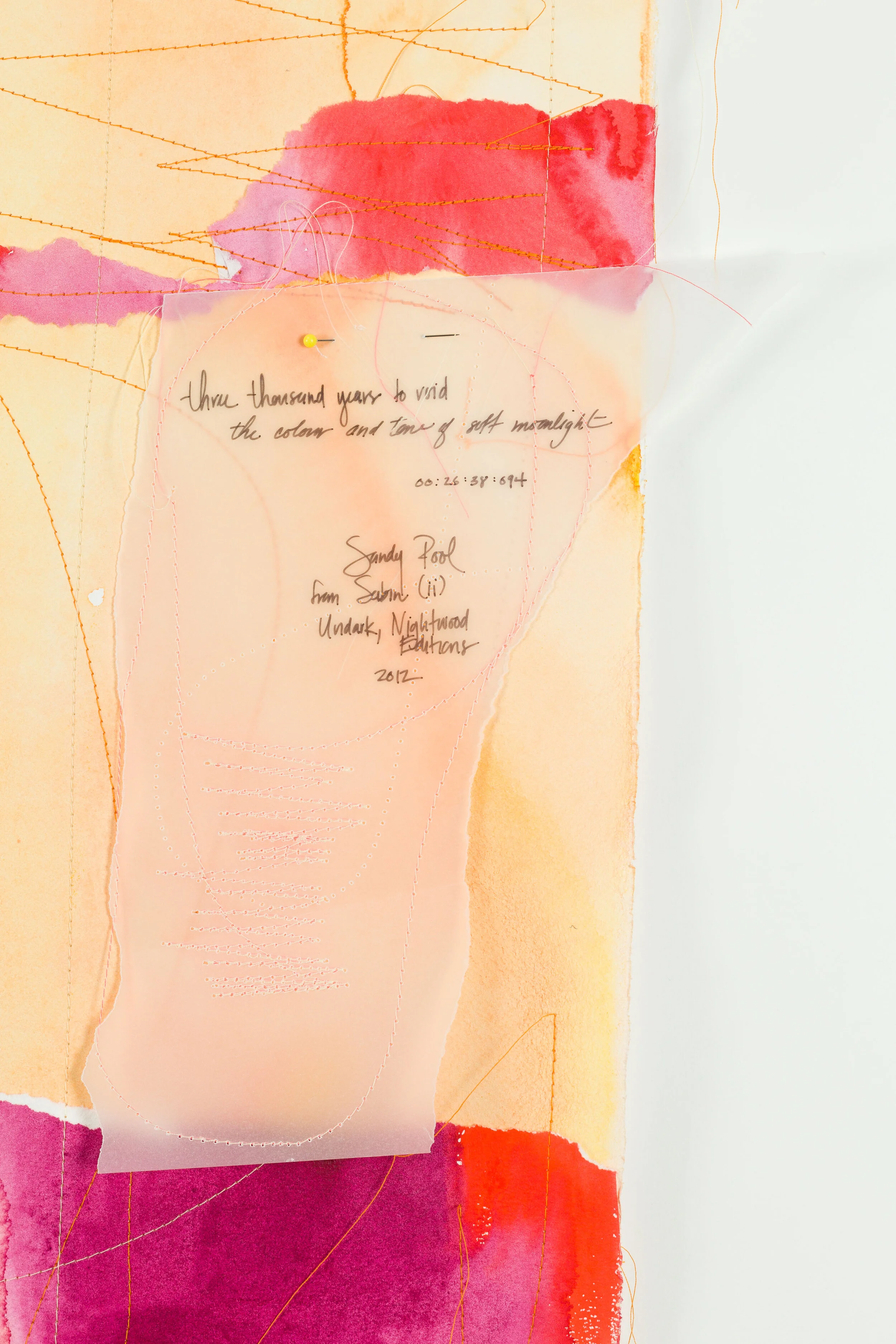 The Sky is Falling No. 6 Watercolour & thread on watercolour paper Detail Jessica Hiemstra, 2020 $250