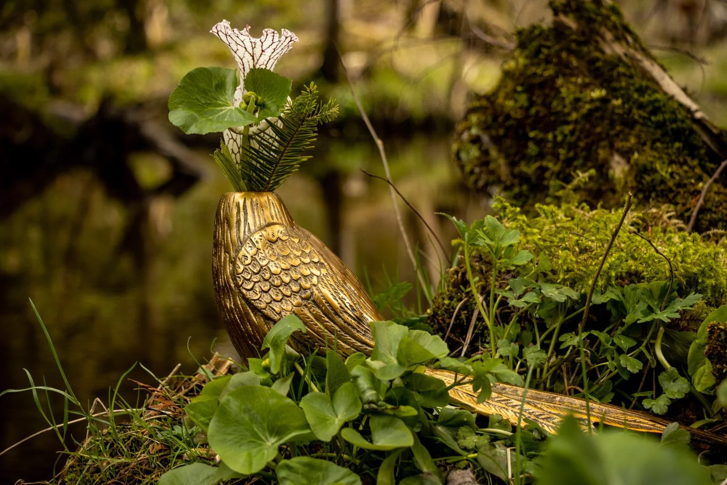 Gold Headless Pheasant Candle Holder