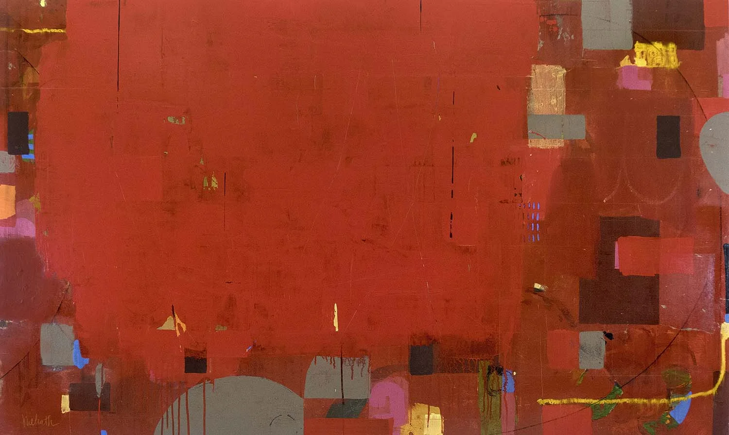 Seeing Red ~ 36x60 inches; mixed media on panel