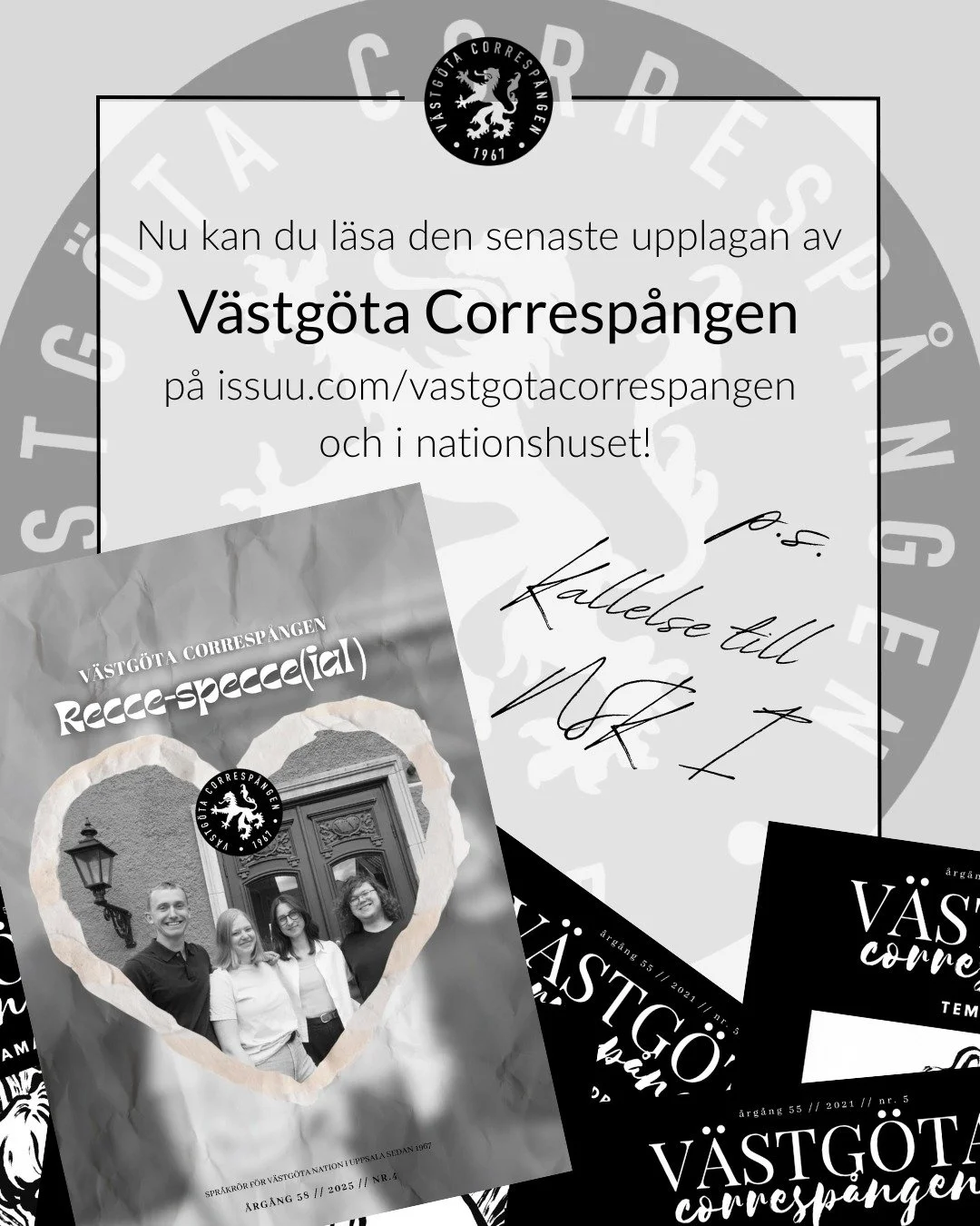 Läs den senaste upplagan av Corren! https://issuu.com/vastgotacorrespangen/docs/v_stg_tacorresp_ngen_nr_4_2025
Saknade du Corren i brevlådan? Mejla corren@vastgotanation.se för att starta din gratisprenumeration! (Reccar som valde pr