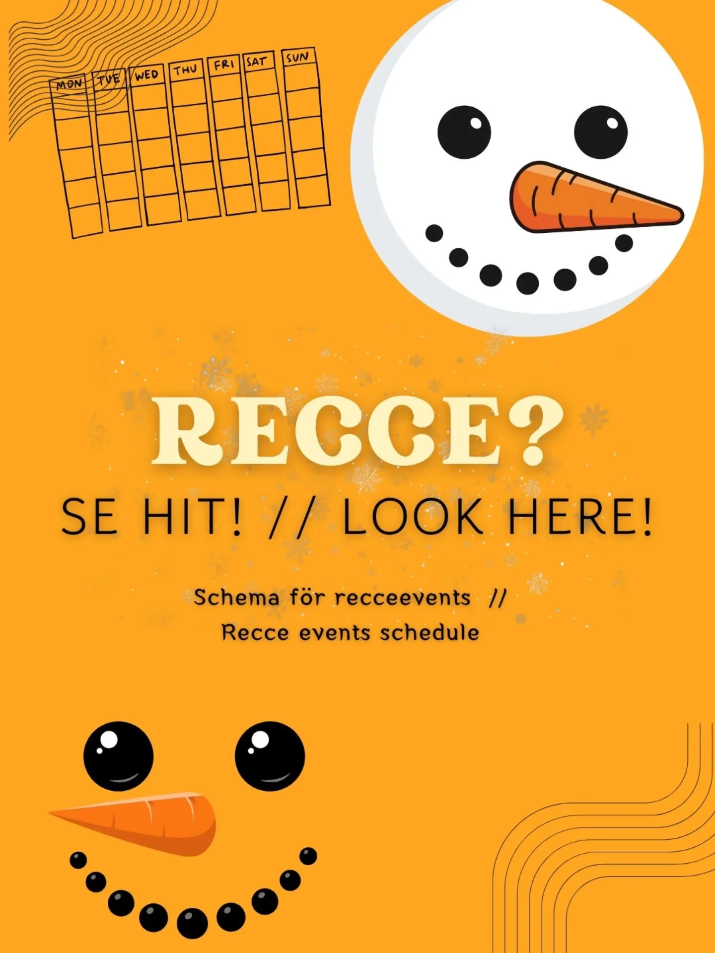 *English below*

V&auml;lkomna till Uppsala!
Under v&aring;r recceperiod finns det en m&auml;ngd roliga aktiviteter att delta p&aring; f&ouml;r alla nya studenter.
Se till att skriva upp dessa datum i kalendern och gl&ouml;m inte att anm&auml;la er t