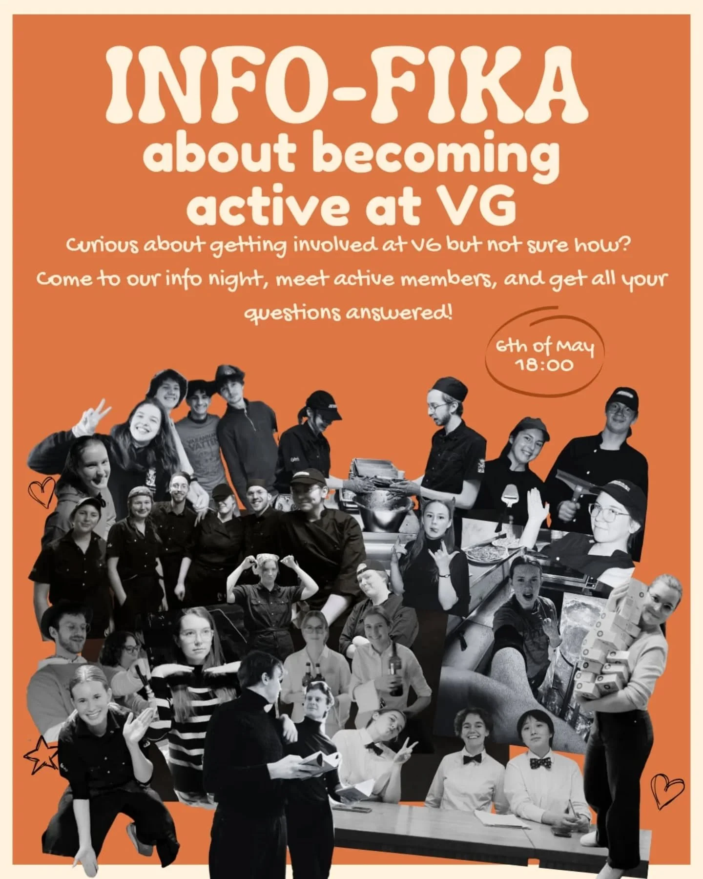 Nyfiken p&aring; att bli aktiv i VG? 
Kom p&aring; v&aring;r info-fika och tr&auml;ffa oss!

PLATS: Kinnekulle (biblioteket p&aring; &ouml;verv&aring;ningen i nationshuset)

N&Auml;R: 6 maj kl. 18:00
Vi ses d&auml;r!

//

Curious about becoming activ