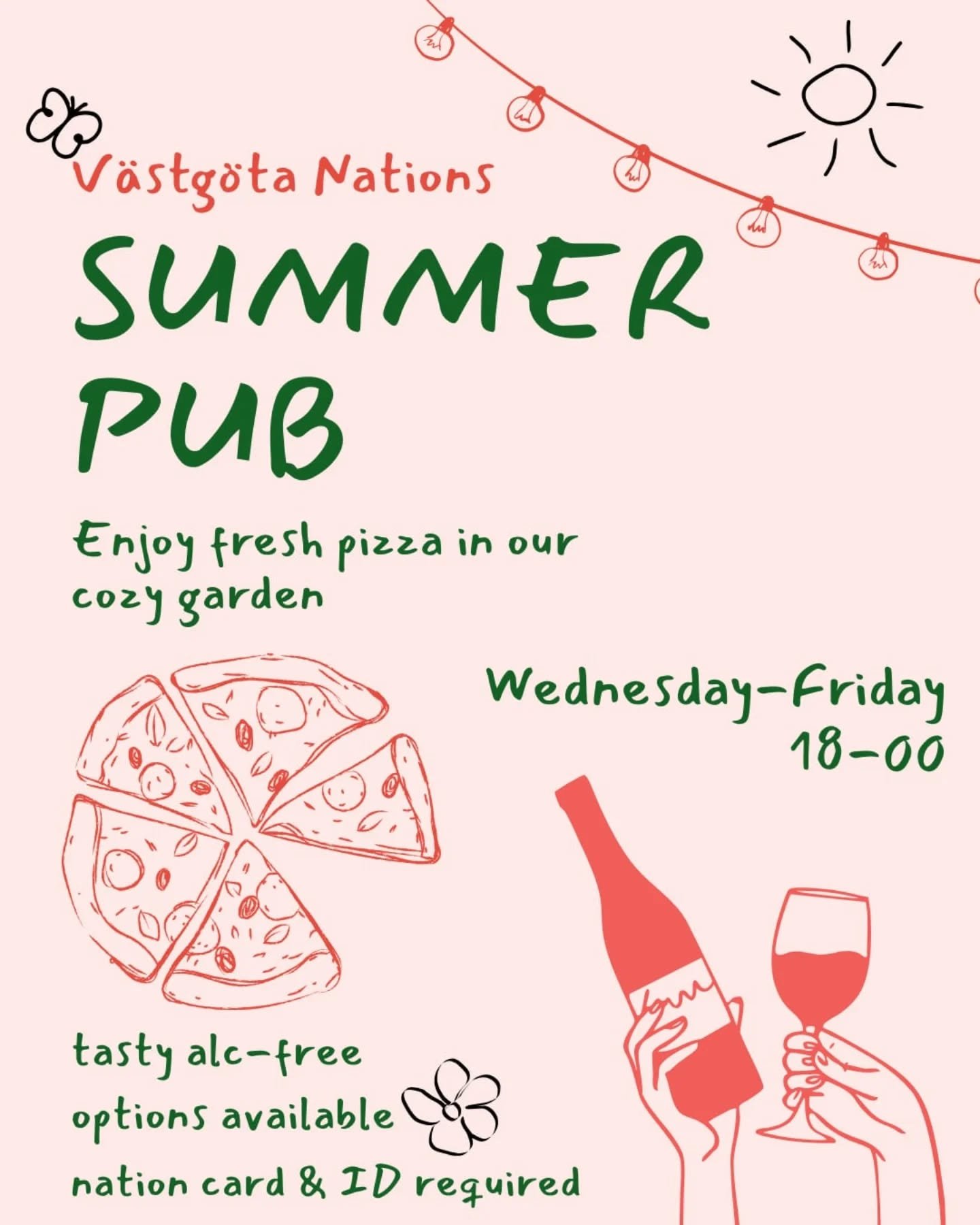 Ett tag till kan ni f&aring; njuta av doften av pizza ut med Fyris&aring;n! Till att b&ouml;rja med k&ouml;r i ett par veckor med pub Onsdag-fredag s&aring; kom f&ouml;rbi och njut av mat och dryck i sommarv&auml;rmen!! Alkoholfria alternativ finns 
