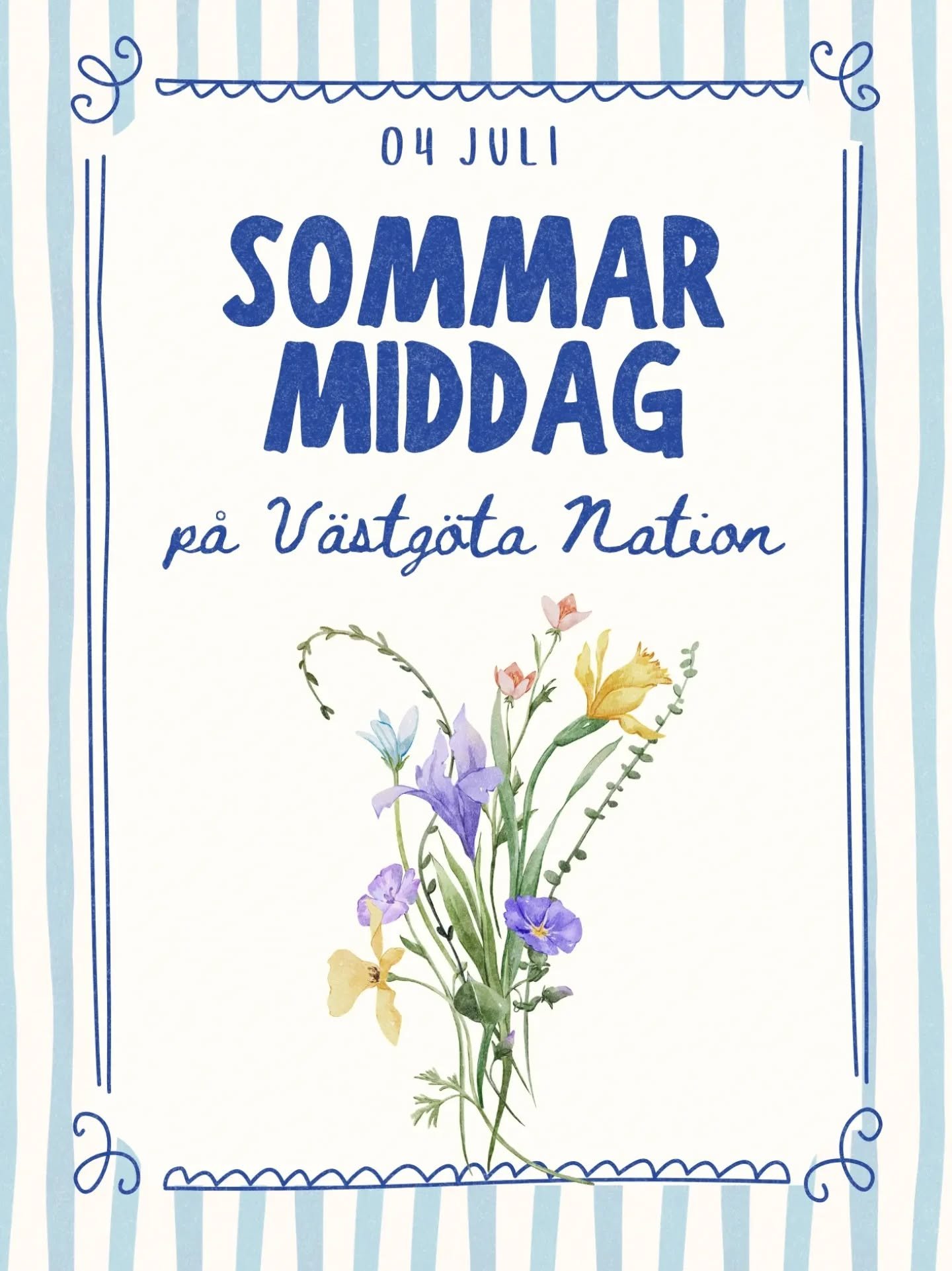 V&auml;lkommna till V&auml;stg&ouml;ta nations &aring;rliga sommarmiddag! S&auml;tt p&aring; dig en luftig kavaj och din finaste sommarkl&auml;nning och njut av en trer&auml;tters middag samt god st&auml;mning intill &aring;n. 
Detta vill man inte mi