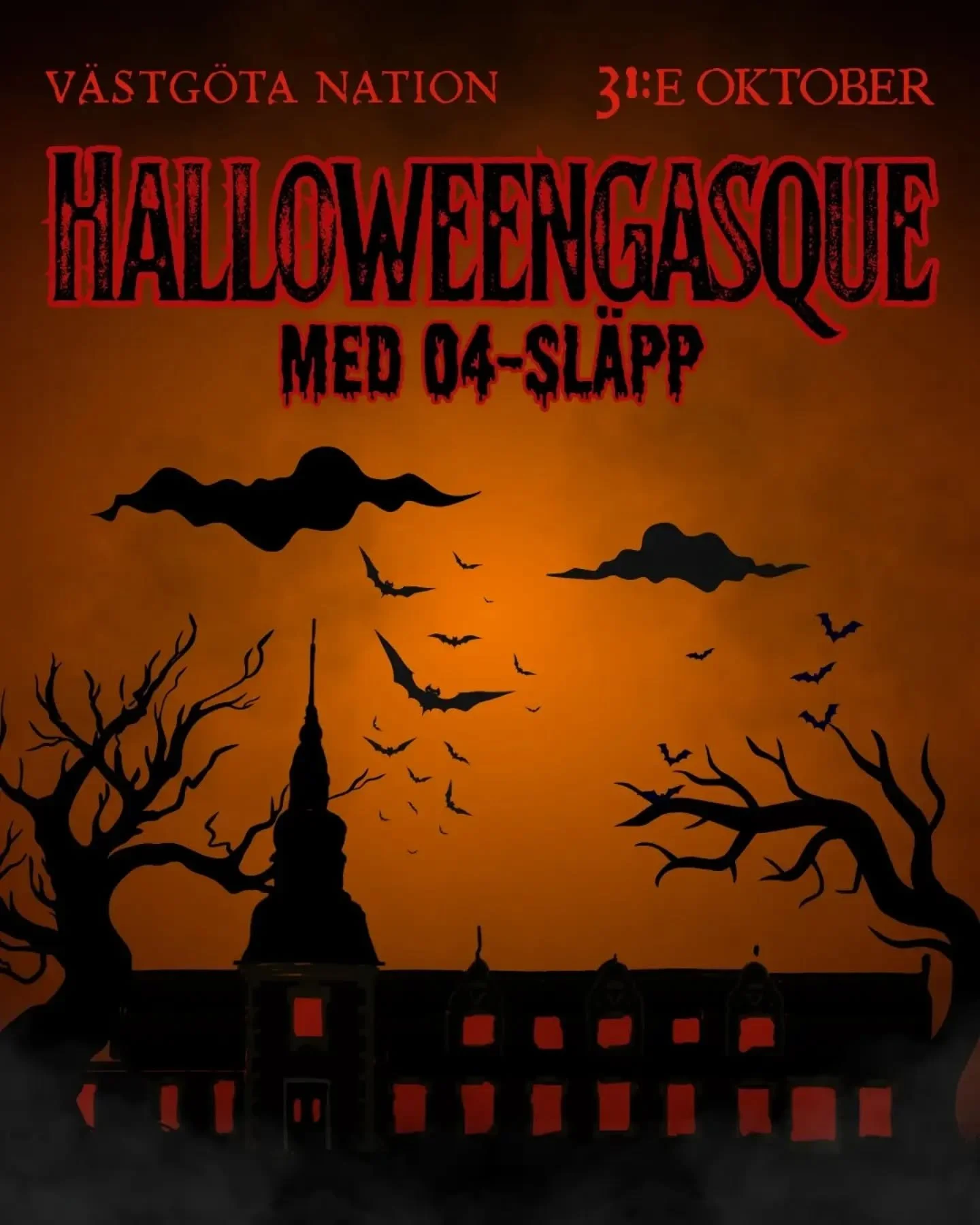 V&auml;lkomna till V&auml;stg&ouml;ta nations HALLOWEENGASQUE! G&ouml;r er redo f&ouml;r en kv&auml;ll i m&ouml;rkrets tecken, d&auml;r vi tillsammans firar Halloween med god mat, s&aring;ng och underh&aring;llning. Kl&auml; upp er enligt temat och k
