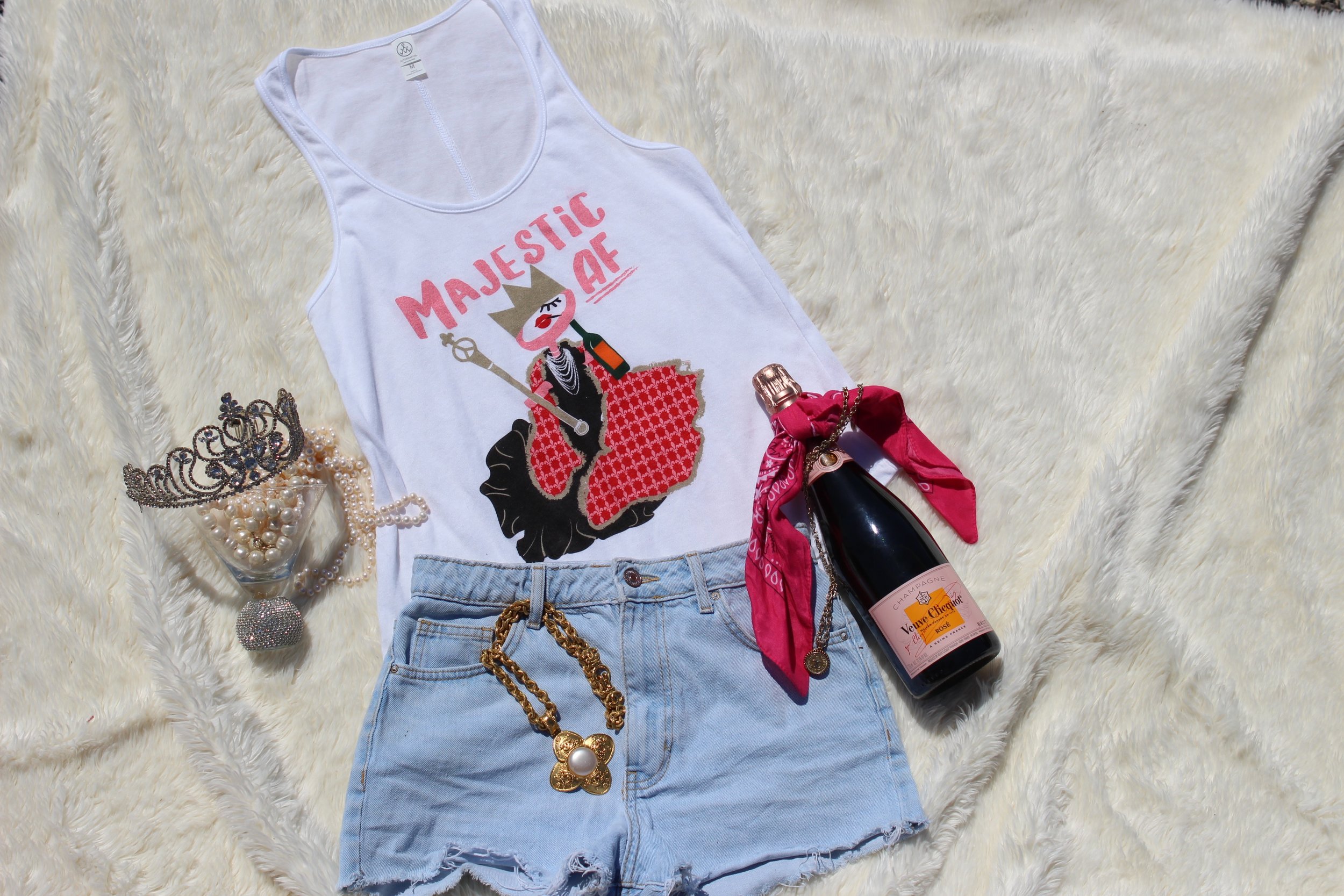 Majestic AF Tank Tiara Chanel and Veuve Collage Flatlay On White.jpg