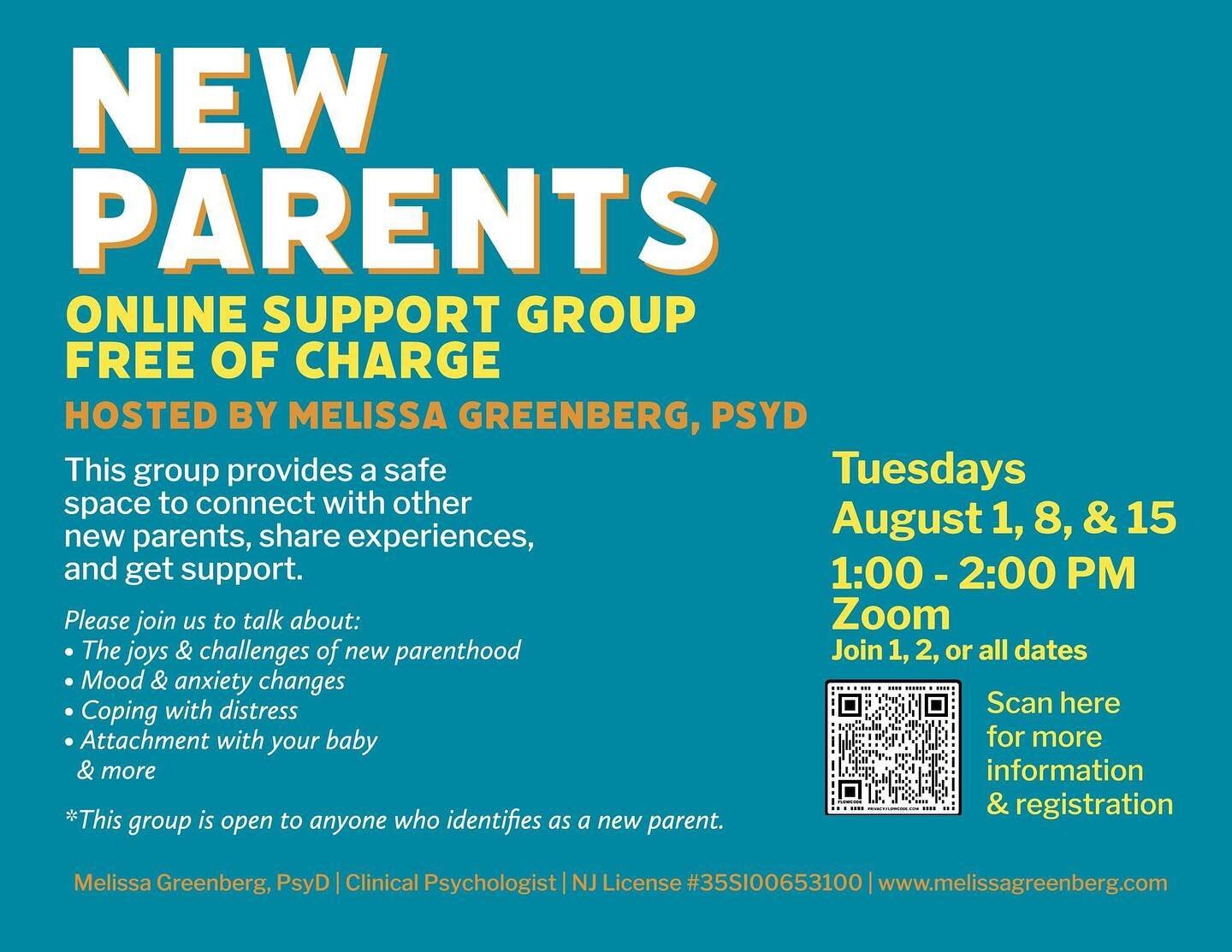 Our first group this week was wonderful, and we still have room for a couple more people for our next two groups. Please feel free to pass along this information to anyone you think may benefit from the group. Attendees have children from newborn to 