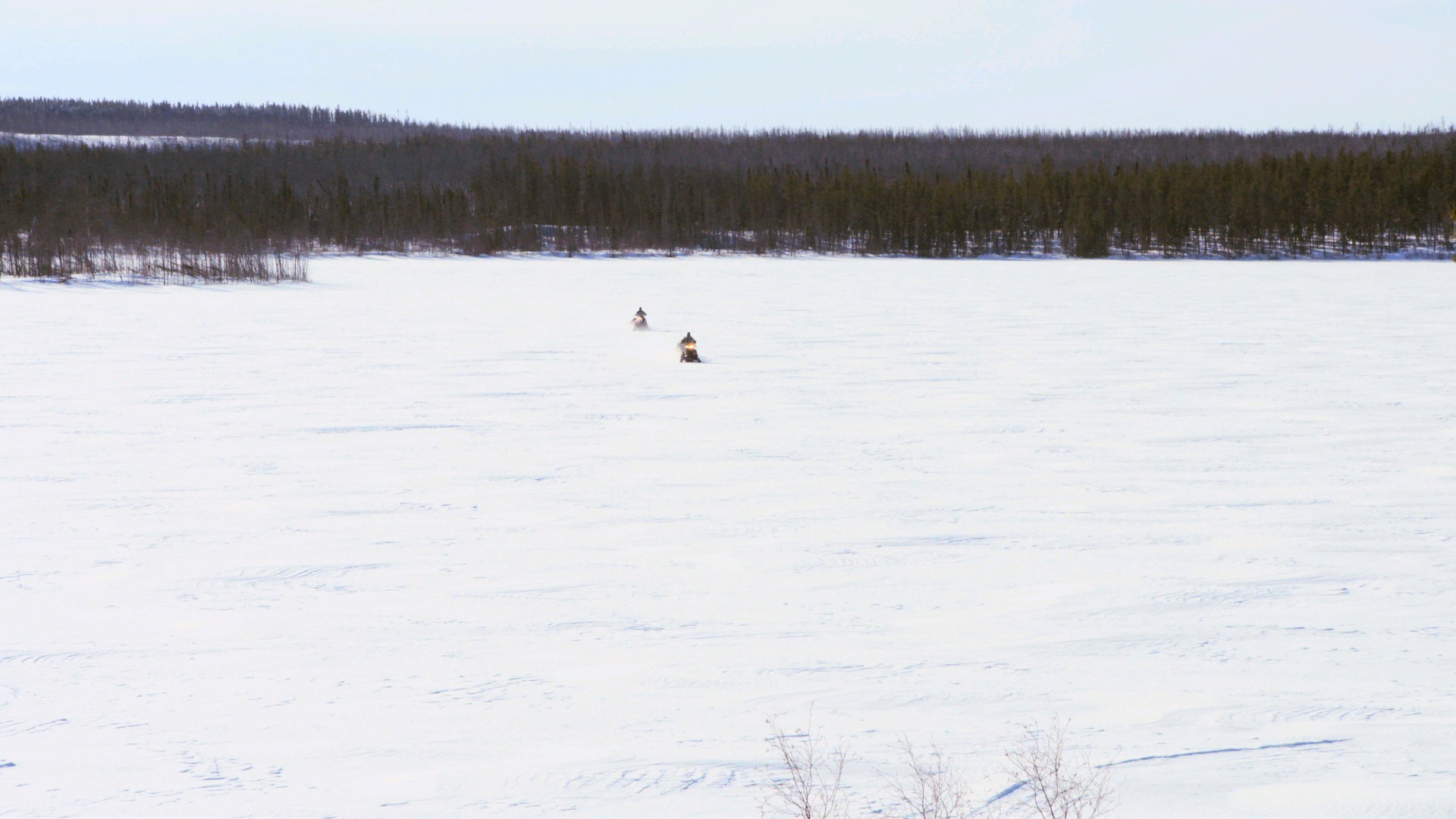  Déné hunters Freddie Throassie and Ron Sandypoint travel north to hunt Barren-ground Caribou. 