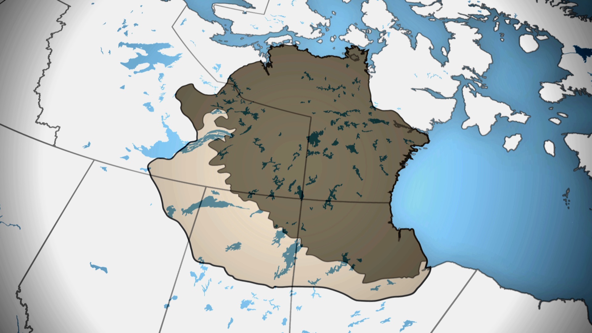  A map detailing the shrinking caribou herds in the Prairie Provinces and Territories. 
