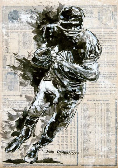 Football painting Gail Sayers running back Chicago Bears art.jpg