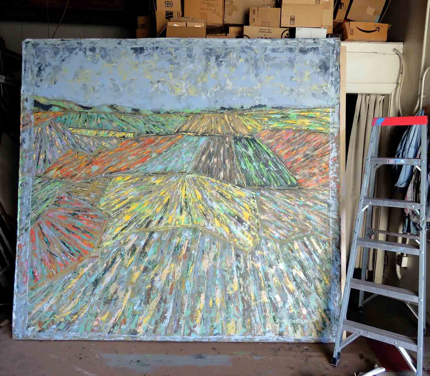 Farmland 8 ft x 8 ft acrylic on unstretched canvas