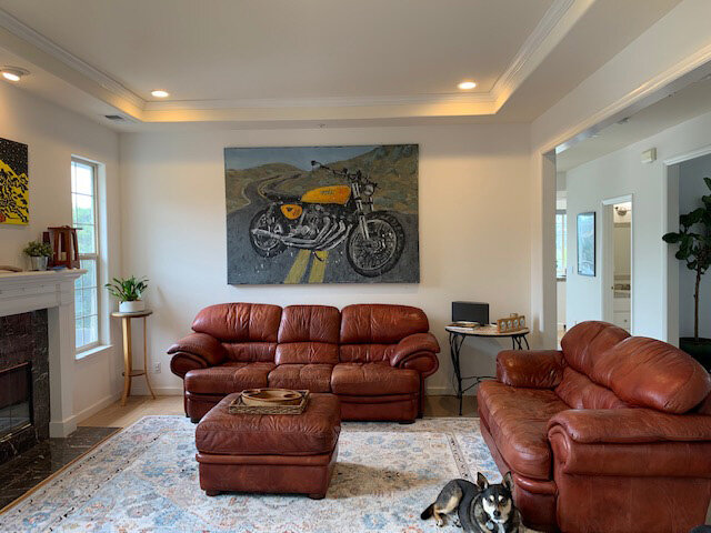Vintage BSA Café Racing Motorcycle  in private home in Northern California
