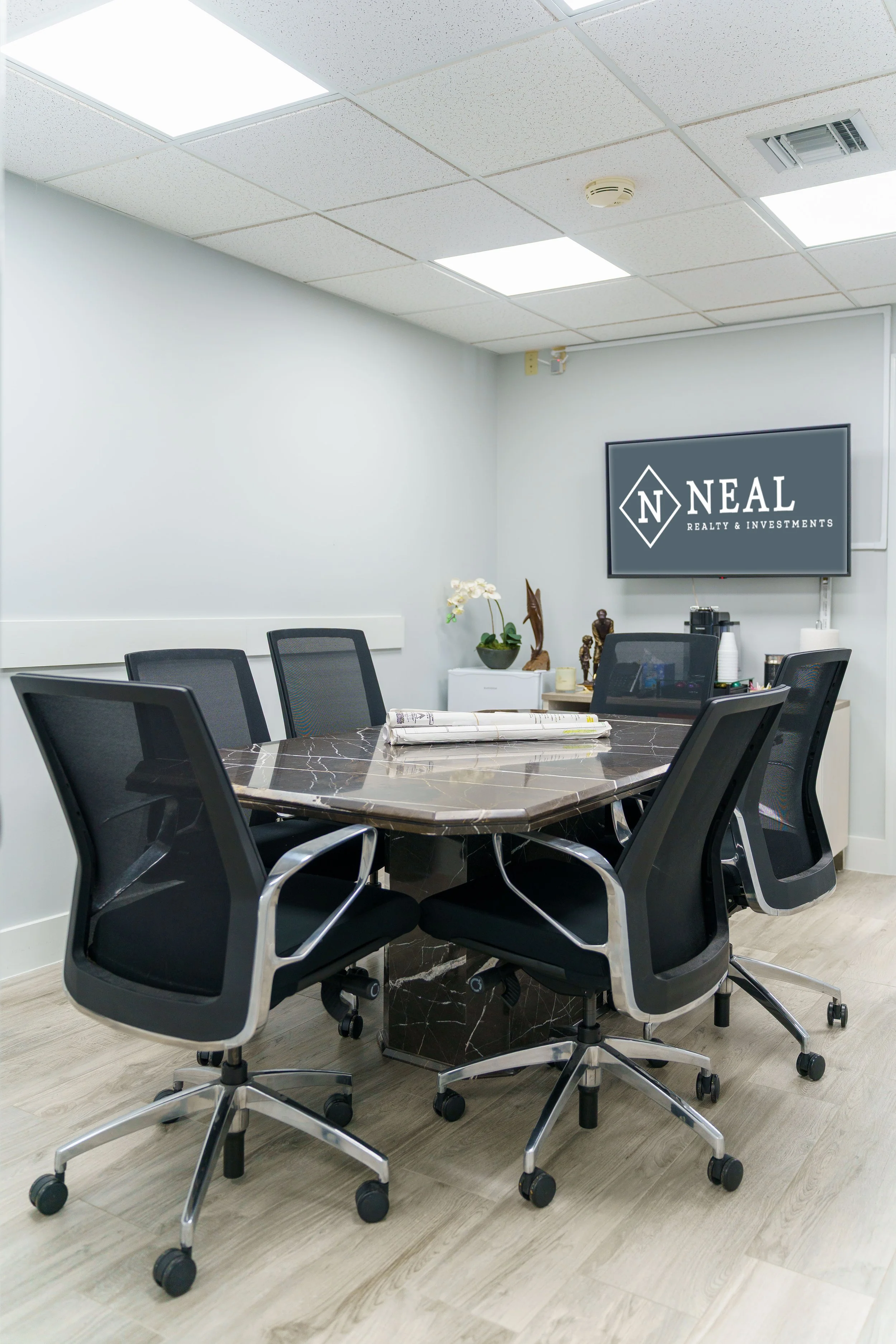 Neal Realty conference room used for commercial property management planning