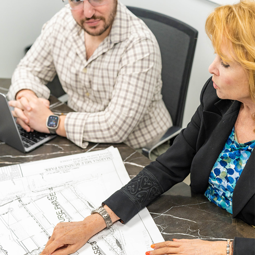 Neal Realty team reviewing commercial property plans