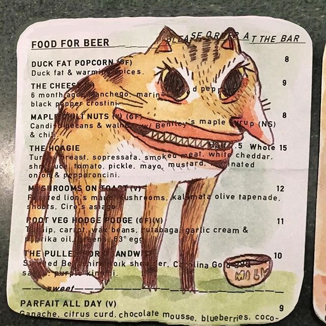 Started a new set of coasters with the help of @barstillwell &lsquo;s deliciously square menus. Will be adding cork and resin soon.
.
.
.
.
#cat #horse #raccoon #wolf #coasters #coasterart #watercolor #watercolour #illustration #halifaxart #novascoti