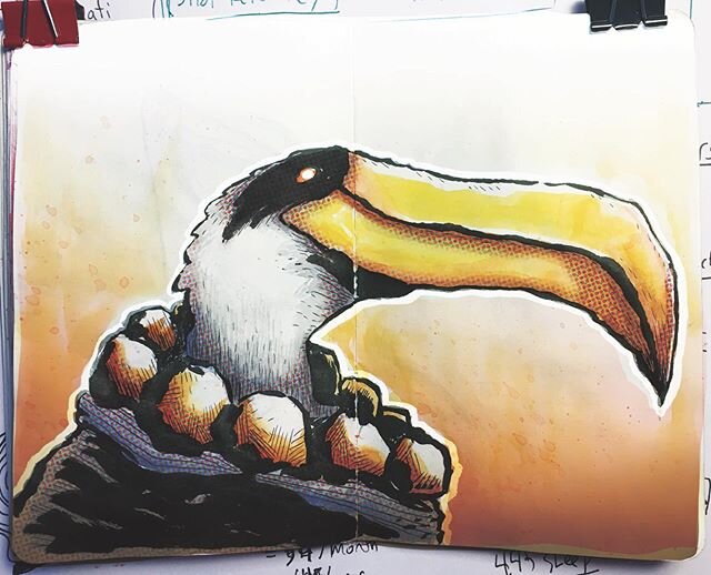 I&rsquo;m still on that #yokai tip. I don&rsquo;t know if this is a thing, but thought stork tengu would be pretty cool. .
.
.
#demons #japan #tengu #stork #watercolour
