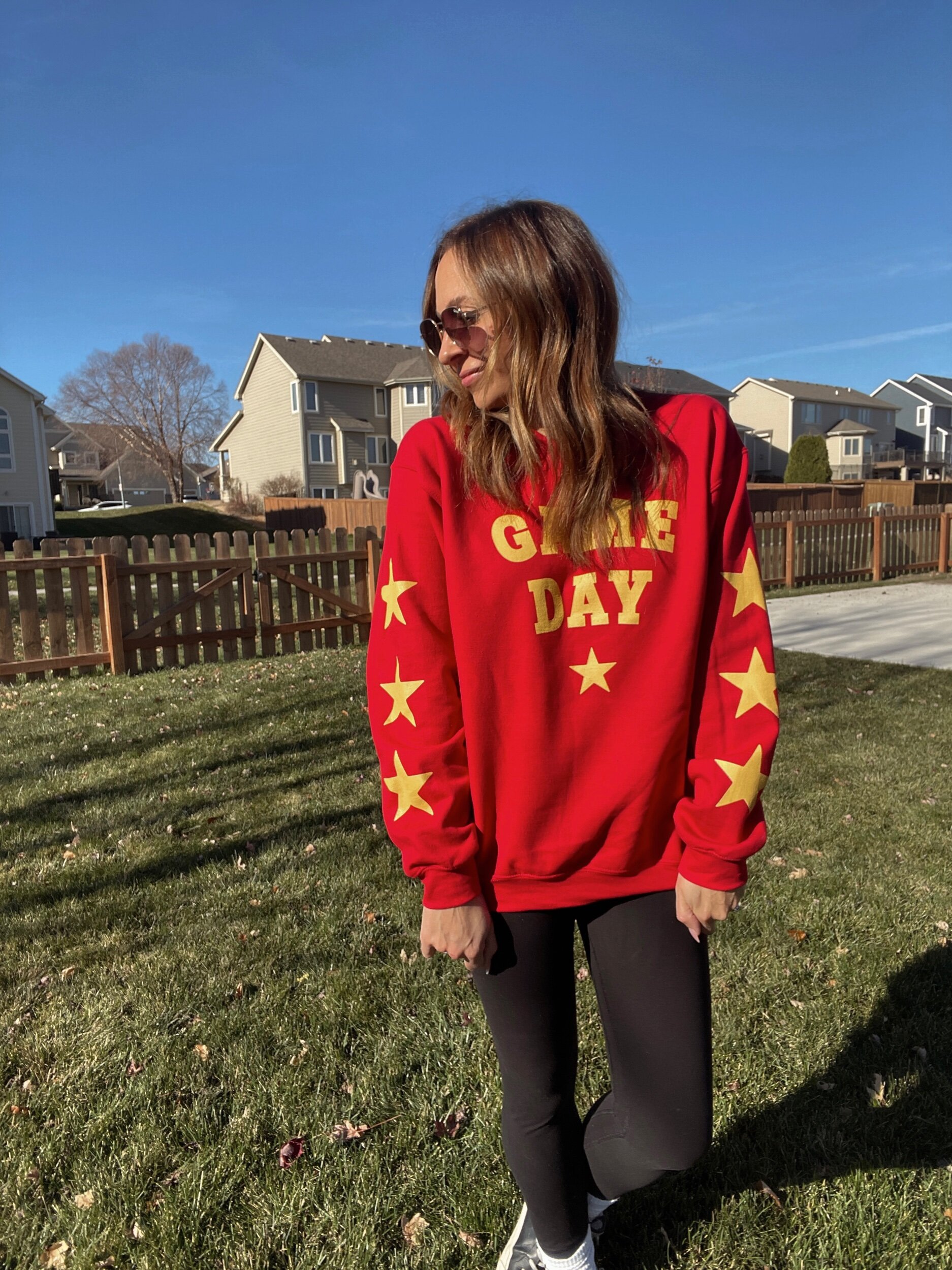 Game Day Stars Collegiate Classic Crewneck Sweatshirt Red and Gold
