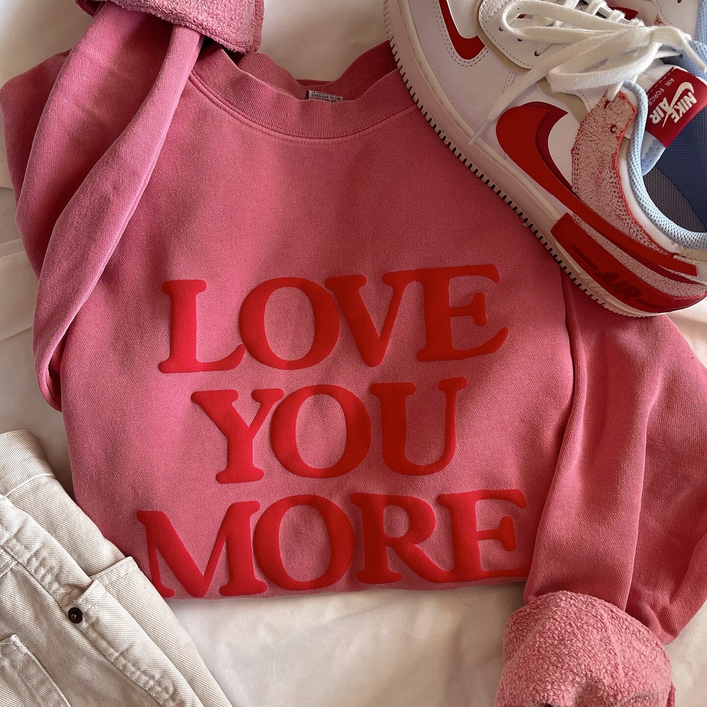 She&rsquo;s baaaaaaccckkkk! Our Love You More crewneck has been a best seller for 2 years ❣️ makes the perfect gift for your Valentine ❣️