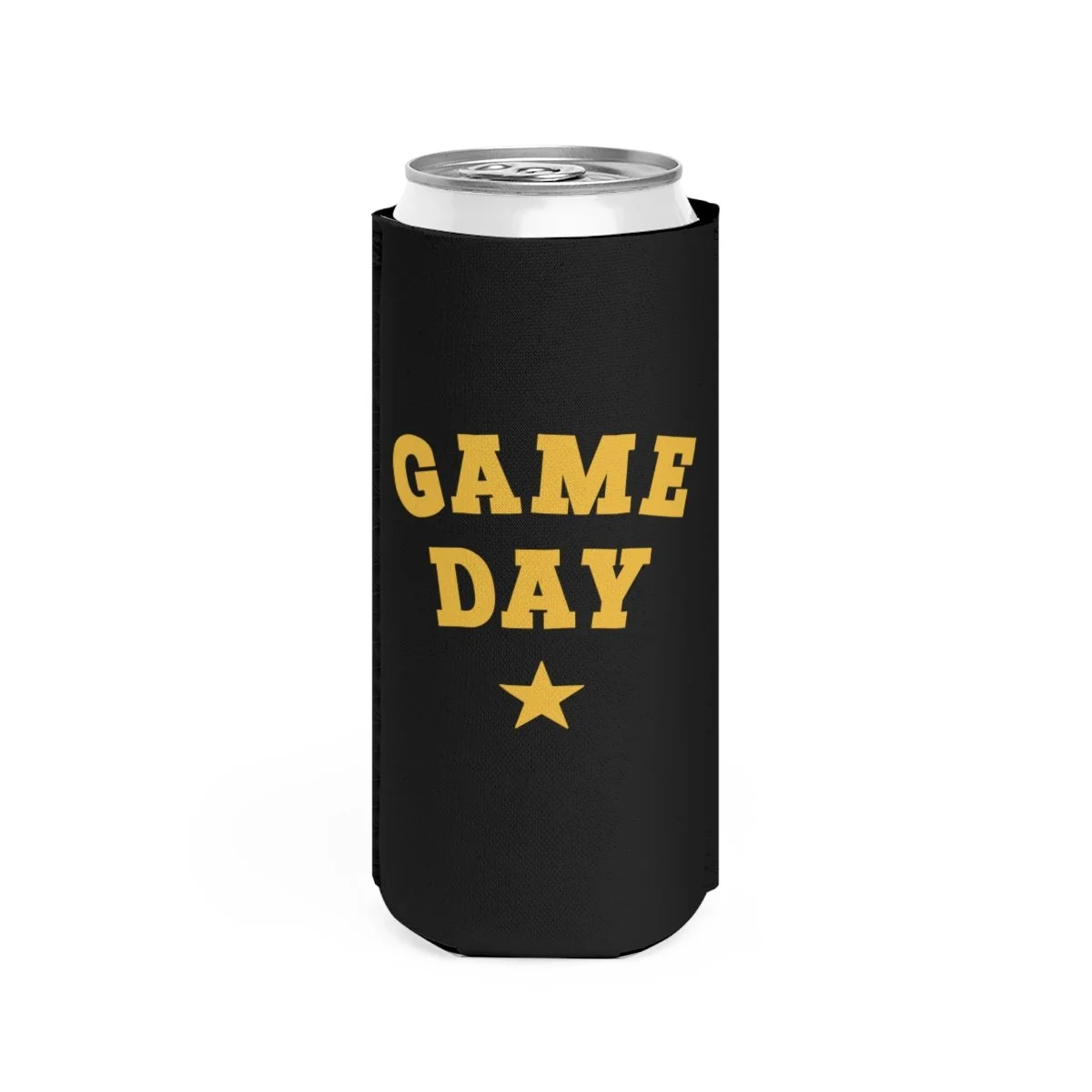 Game Day Black and Gold Slim Can Cooler