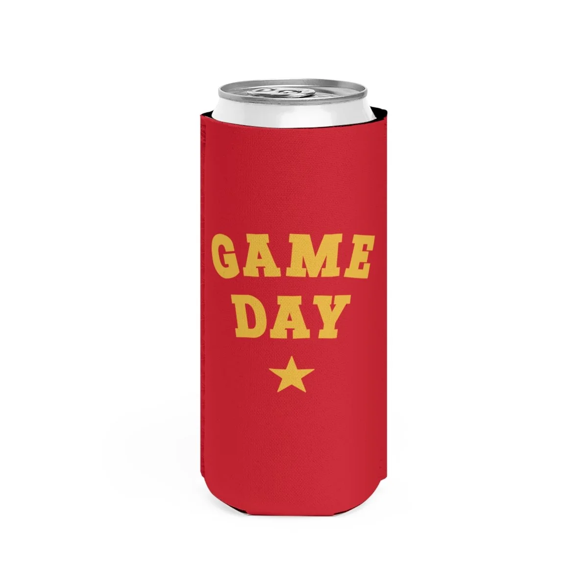 Game Day Red and Gold Slim Can Cooler