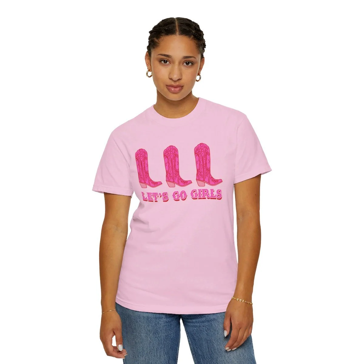 Let's Go Girls Blossom Pink Cowgirl Unisex Comfort Colors Garment-Dyed T-shirt