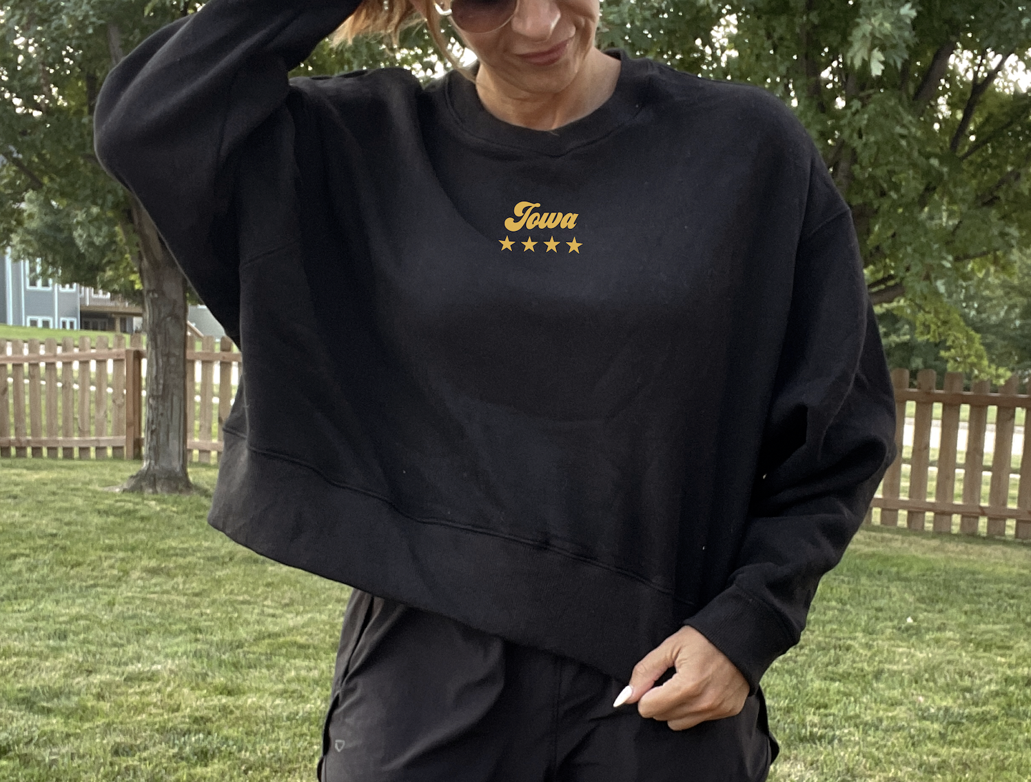 Oversized Shoot for the Stars Black Iowa Crewneck