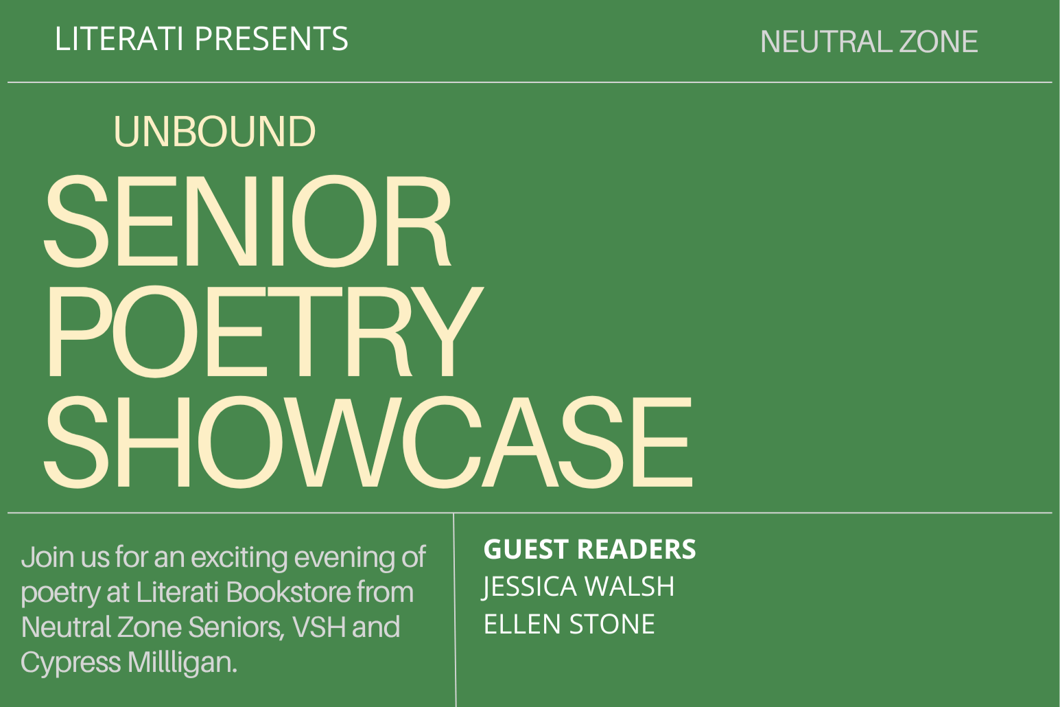 Offsite: Senior Poetry Showcase at Literati