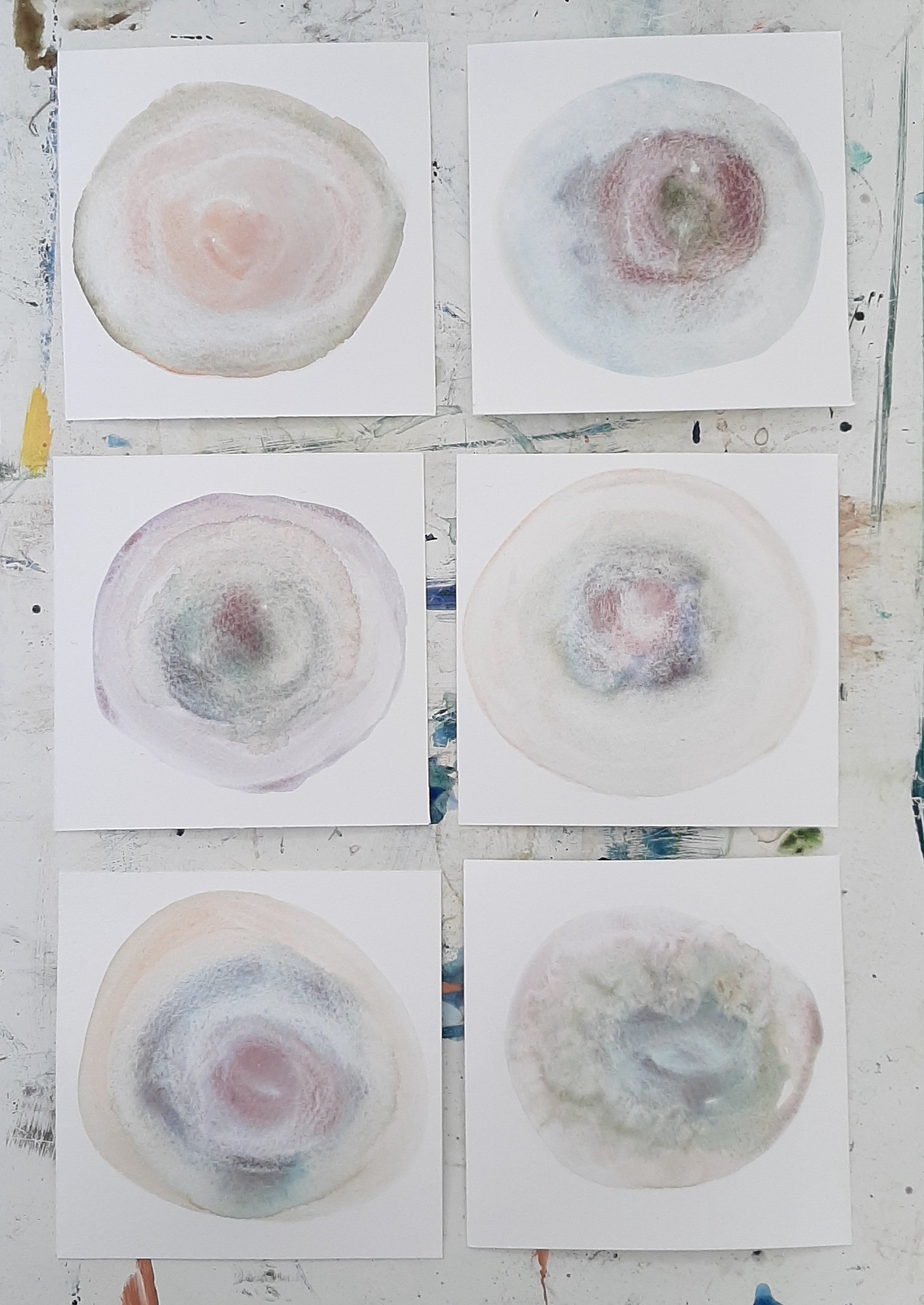 small circle paintings on paper 